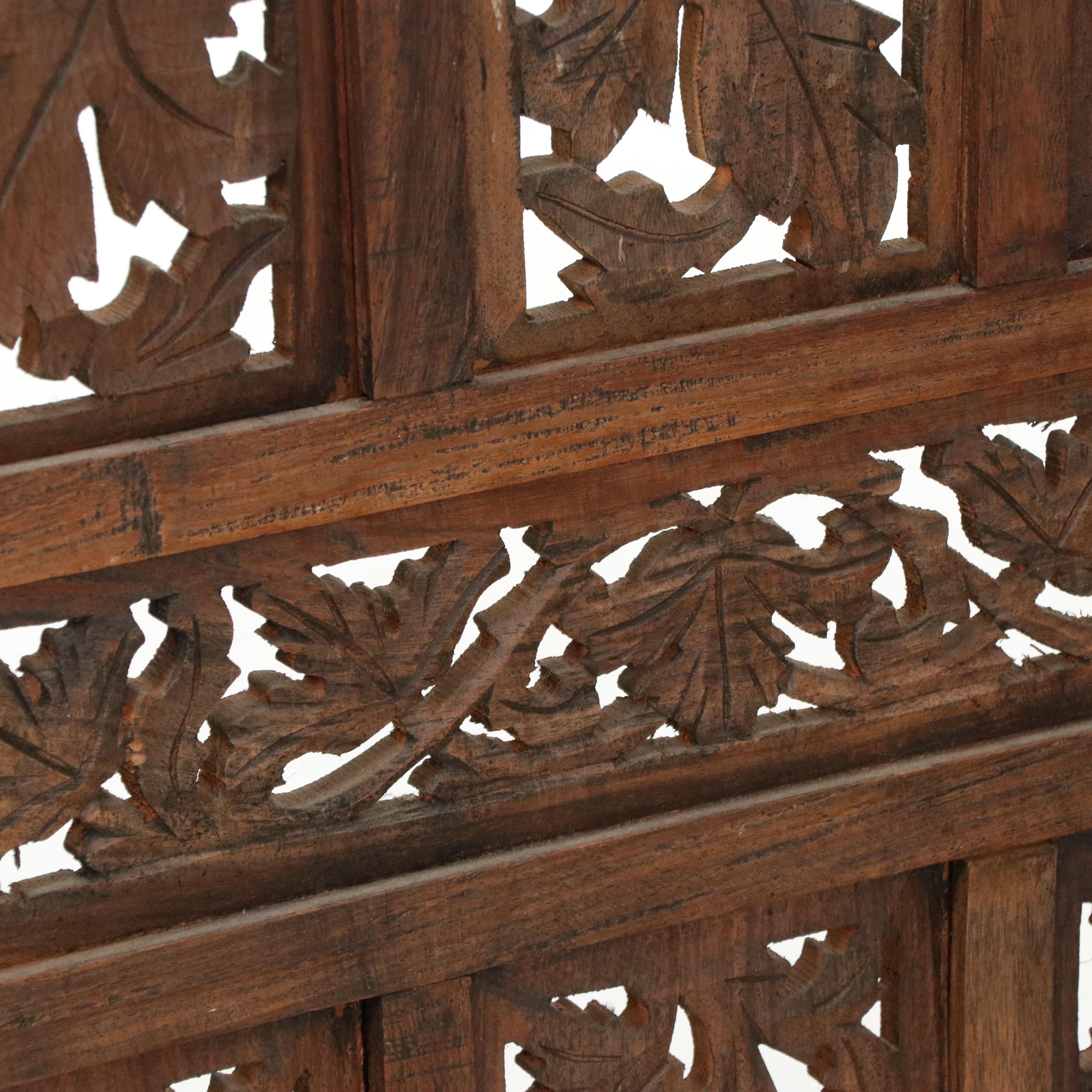 Southeast Asian Hand-Carved Teak Wood Room Screen