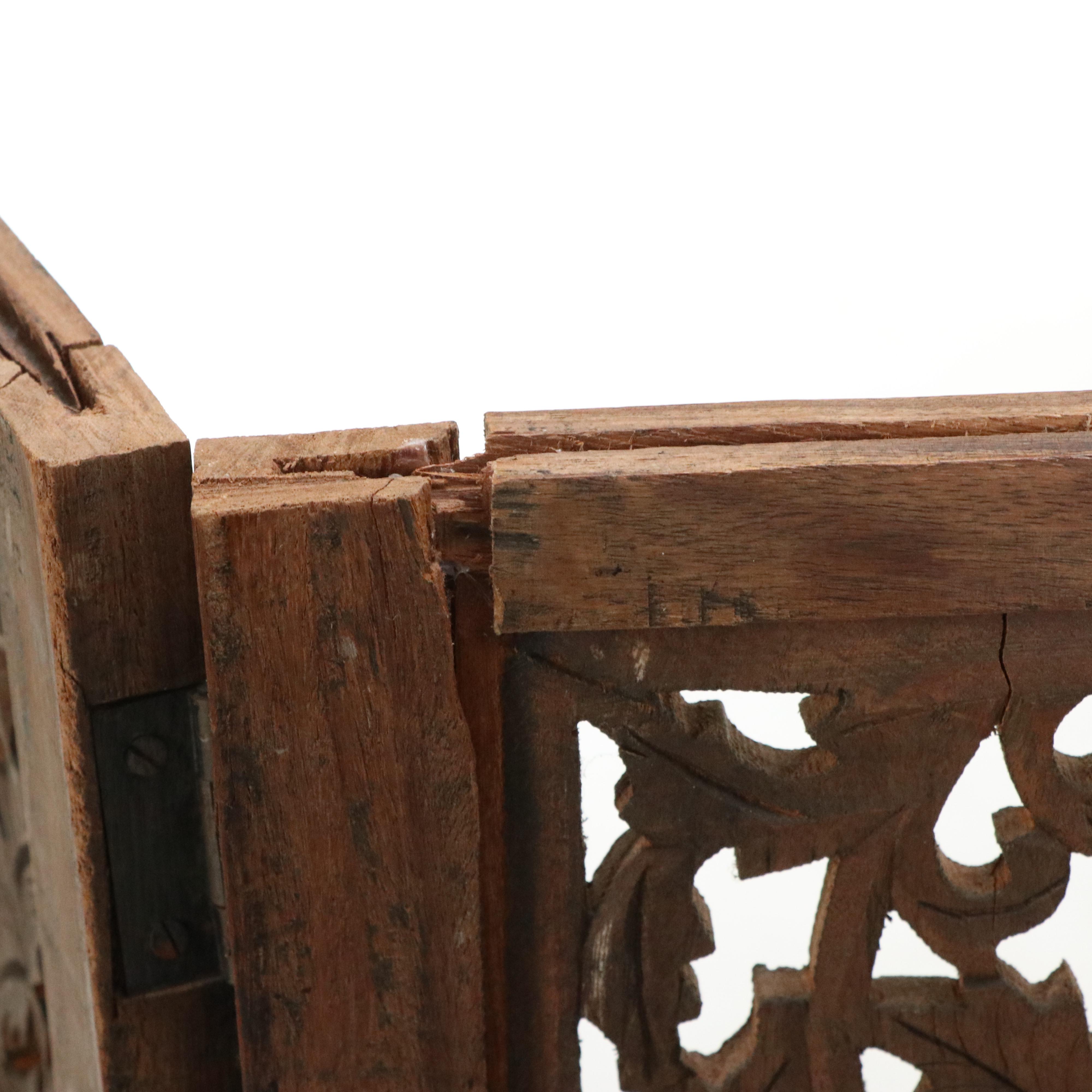 Southeast Asian Hand-Carved Teak Wood Room Screen