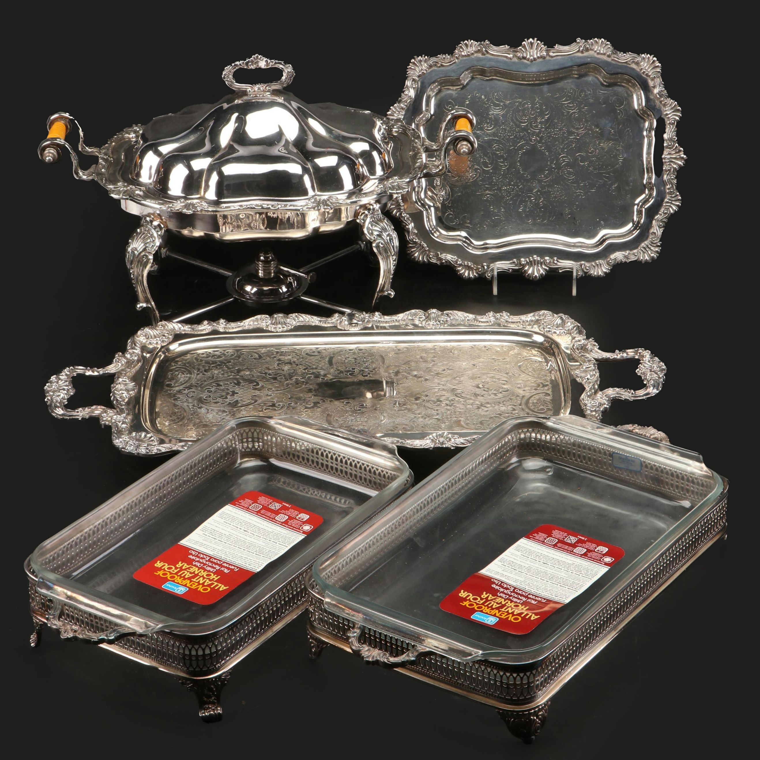 FB Rogers with Sheffield and Other Silver Plate Serving Pieces