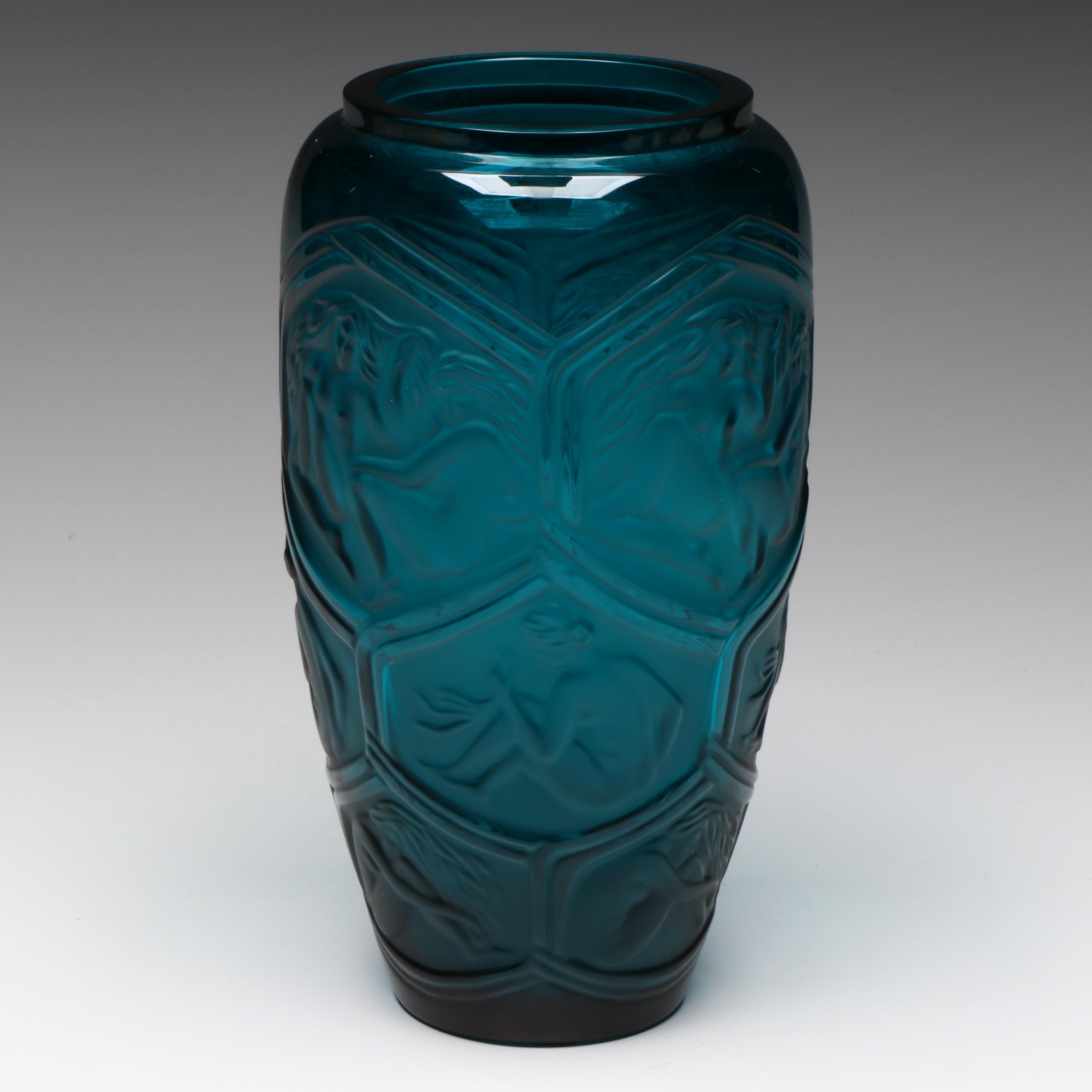 Lalique "Hesperides" Teal Crystal Vase