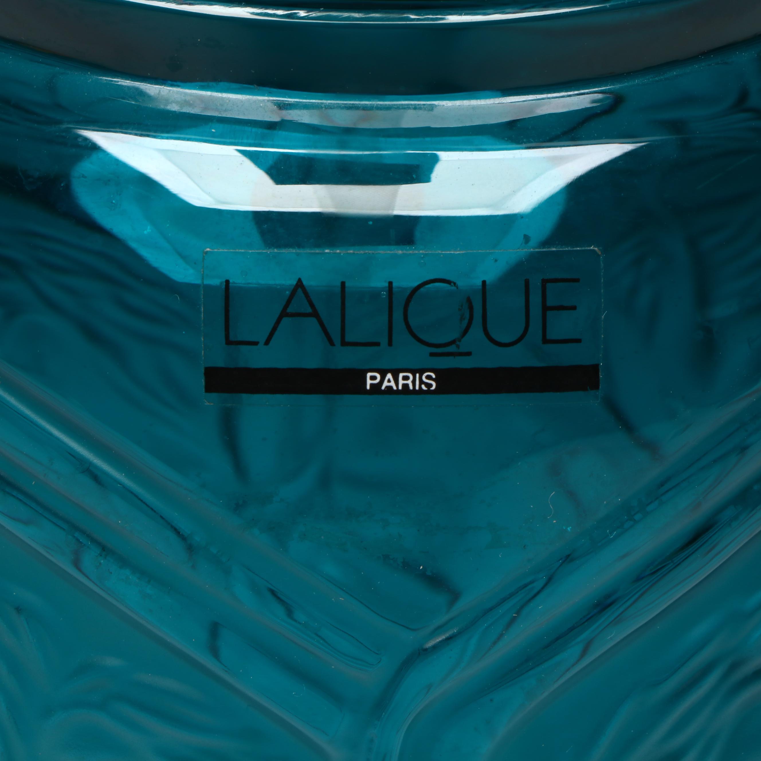 Lalique "Hesperides" Teal Crystal Vase