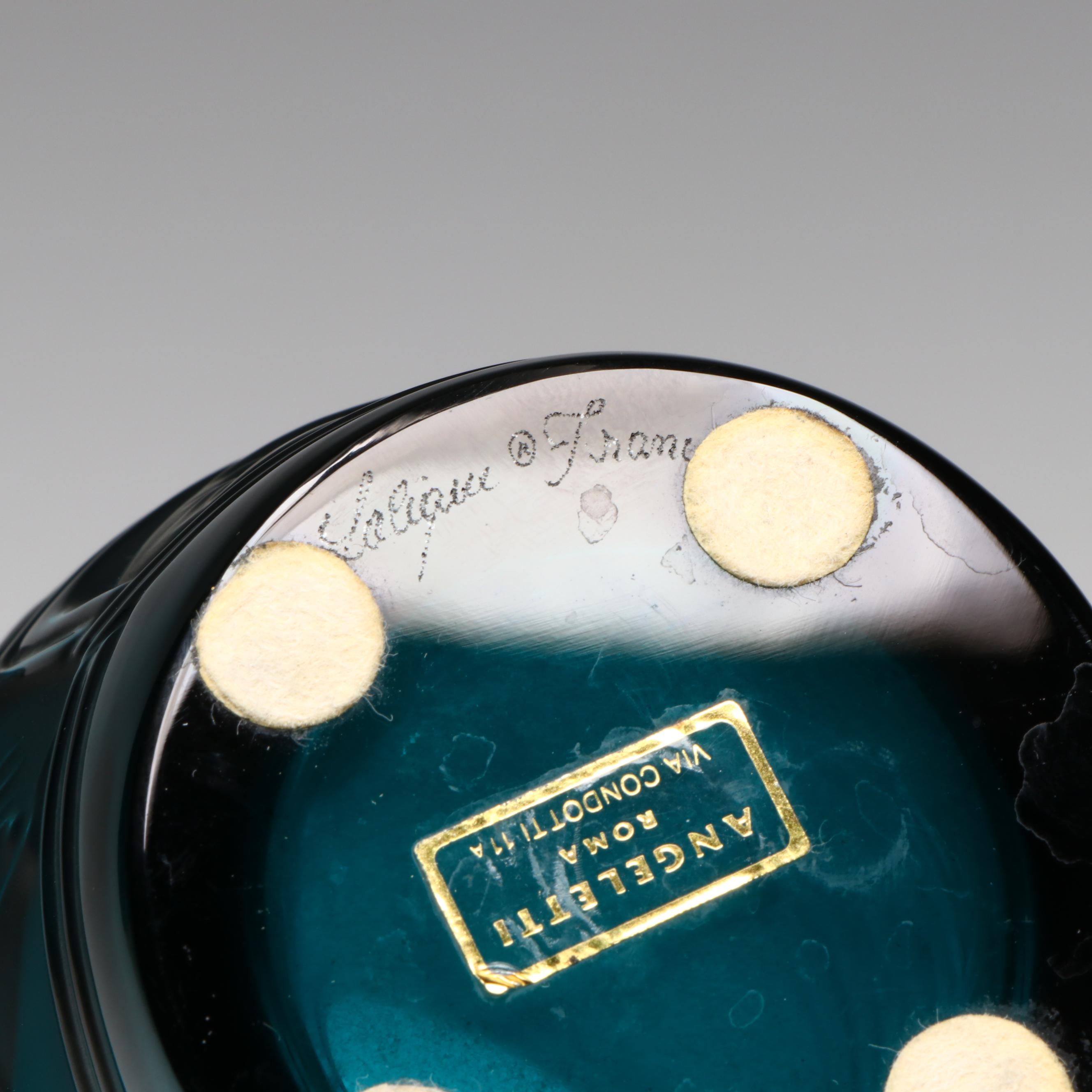 Lalique "Hesperides" Teal Crystal Vase