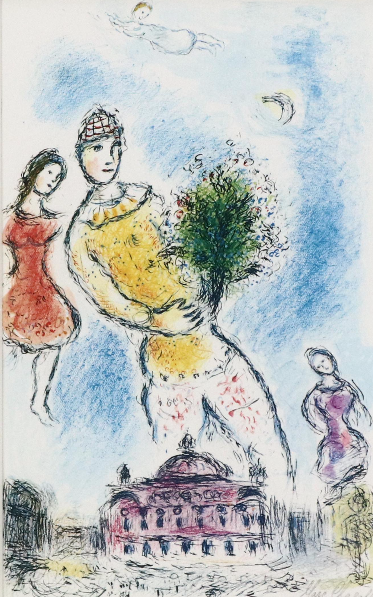 Signed Offset Lithograph After Marc Chagall "Dans le Ciel de l'Opéra"