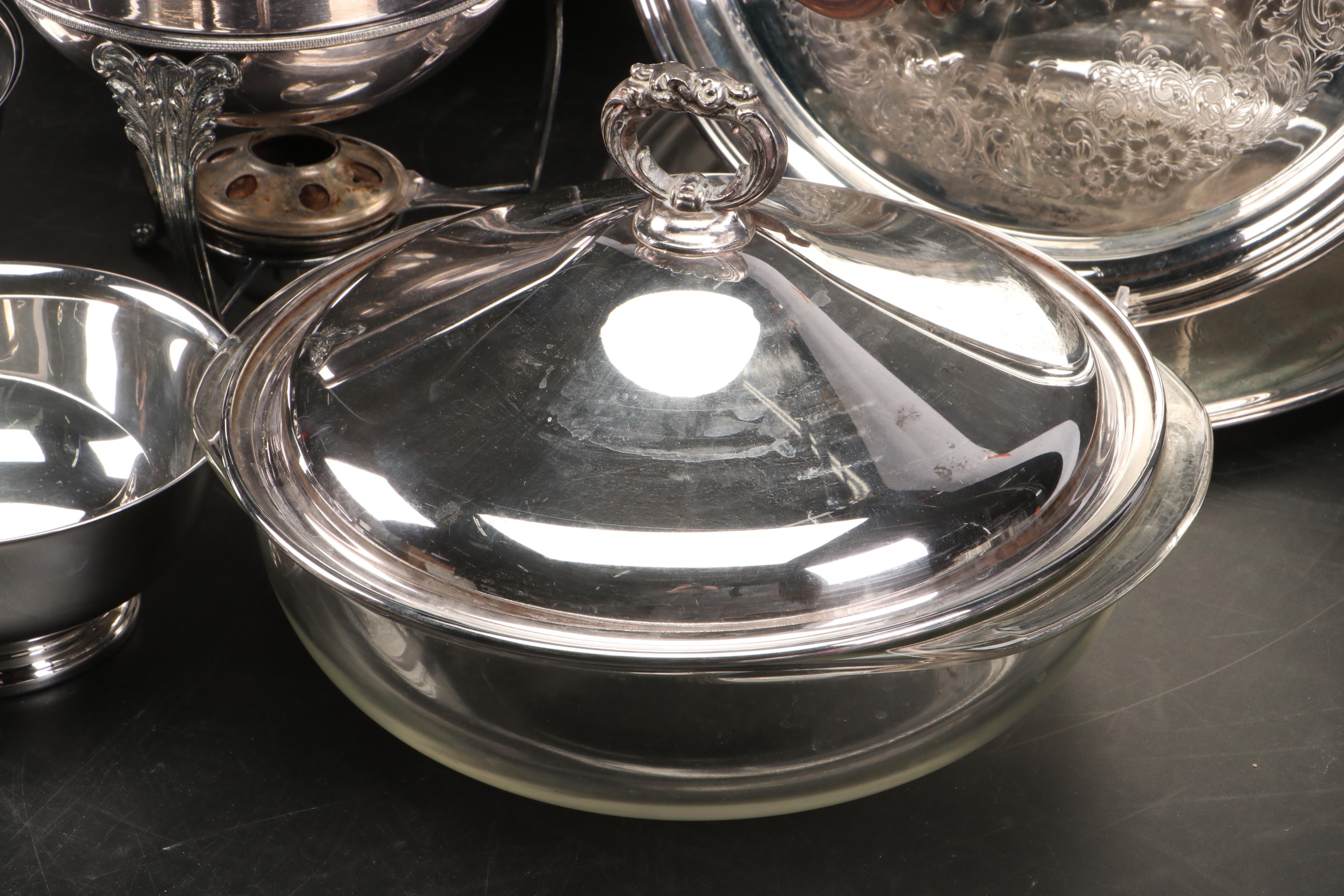 Gorham Paul Revere Bowls with Other Silver Plate Serving Pieces