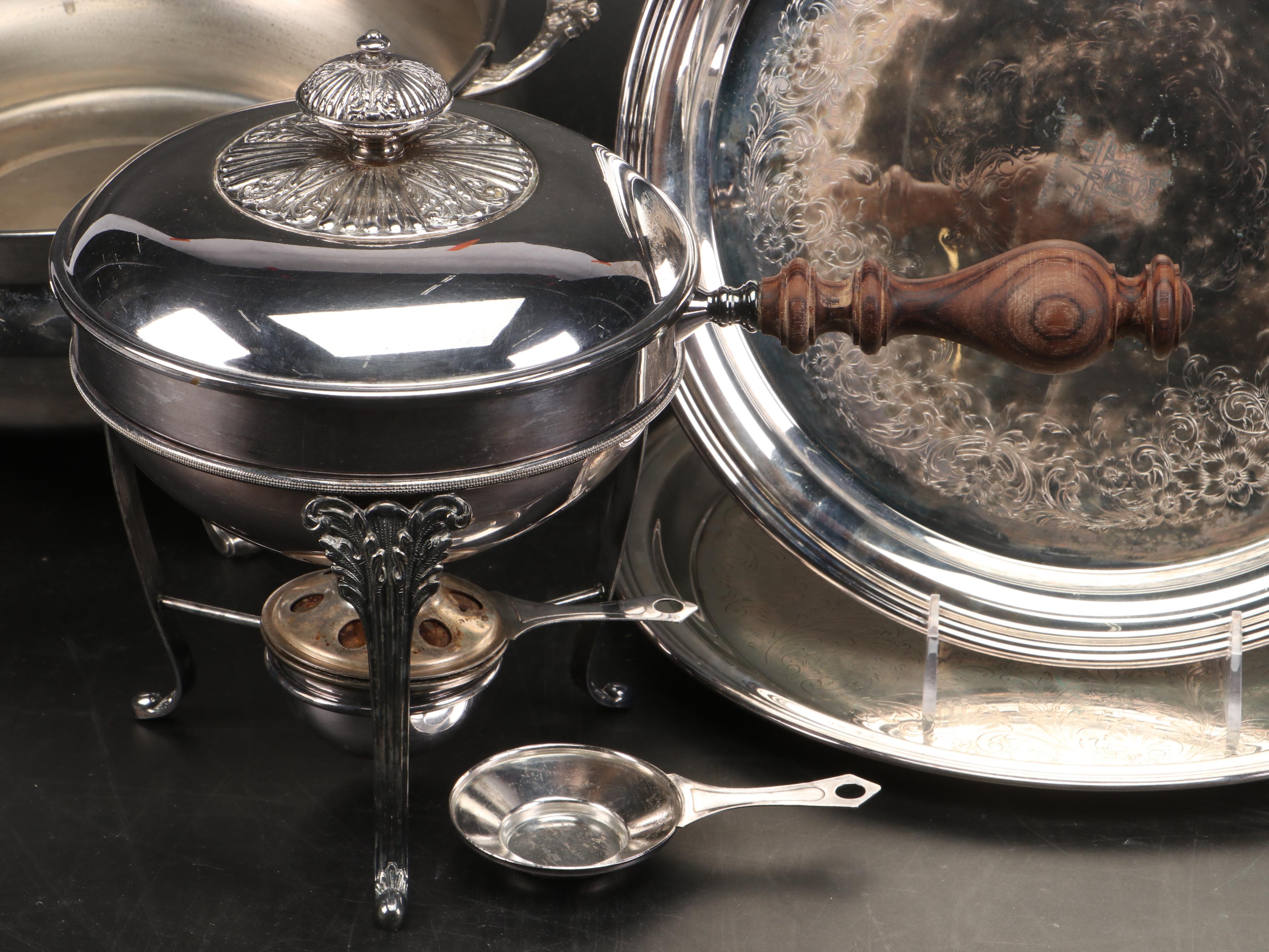 Gorham Paul Revere Bowls with Other Silver Plate Serving Pieces
