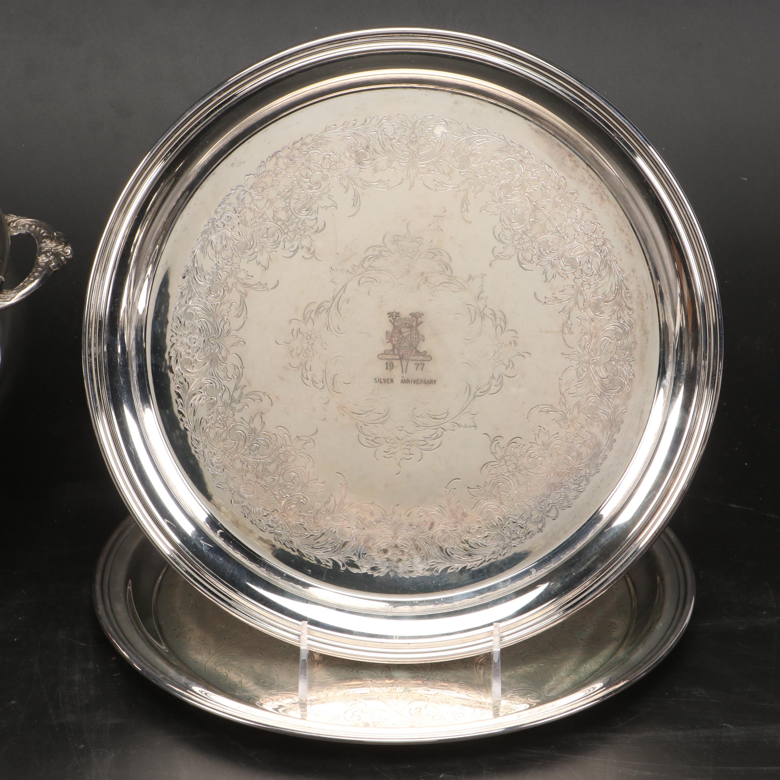 Gorham Paul Revere Bowls with Other Silver Plate Serving Pieces