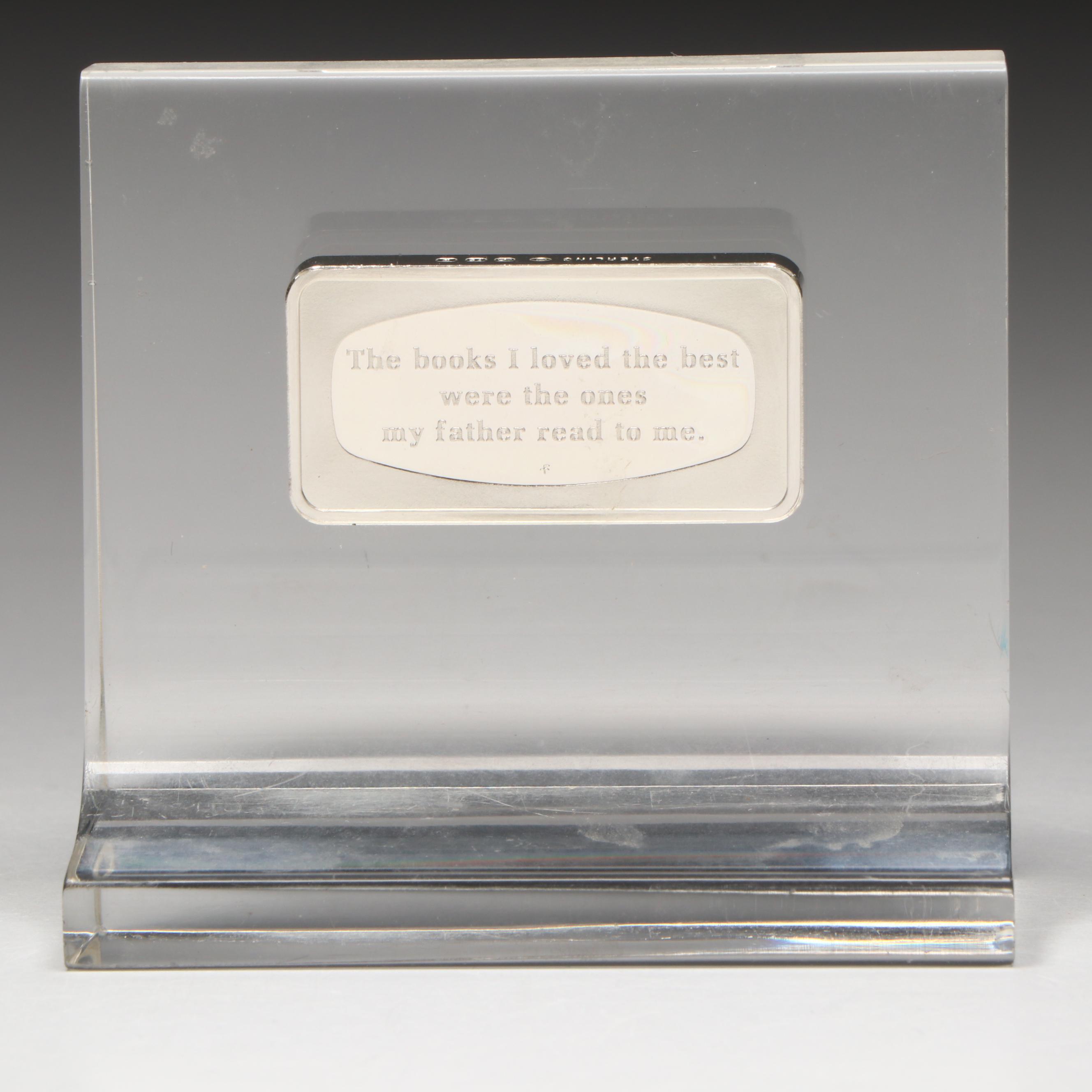 The Franklin Mint Father's Day Silver Bars Encased in Lucite with Cast Iron Dog