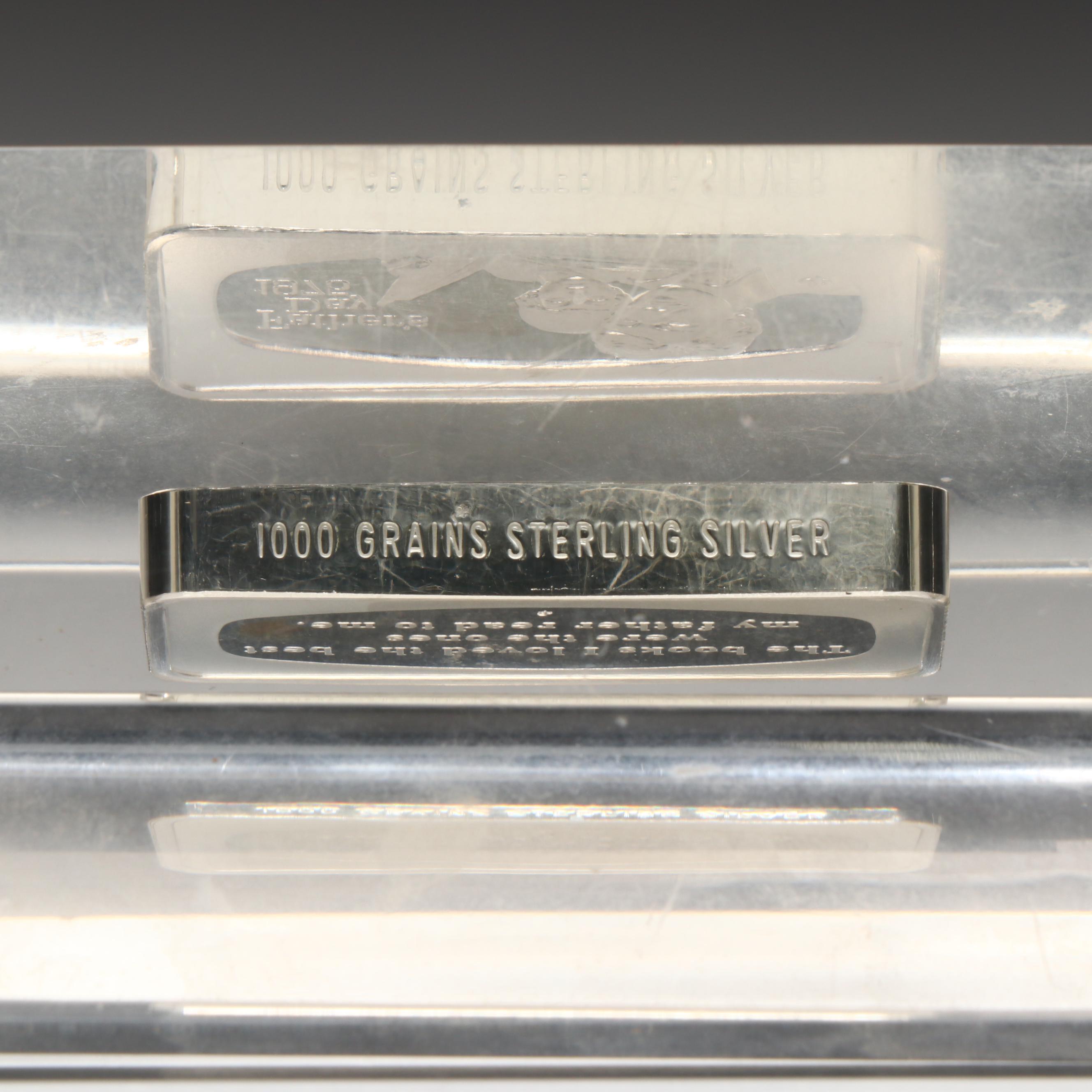 The Franklin Mint Father's Day Silver Bars Encased in Lucite with Cast Iron Dog