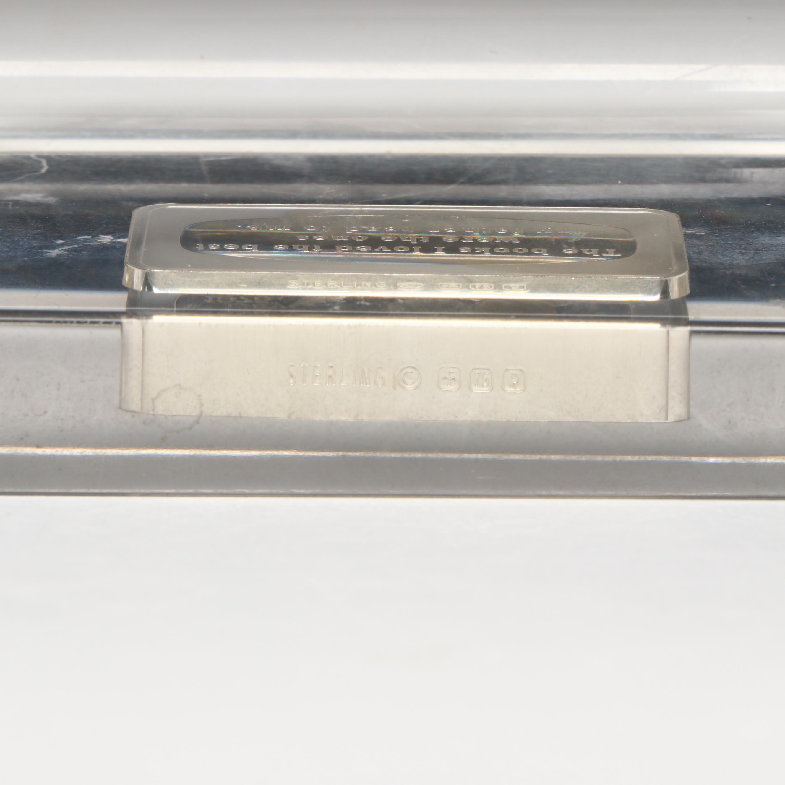 The Franklin Mint Father's Day Silver Bars Encased in Lucite with Cast Iron Dog