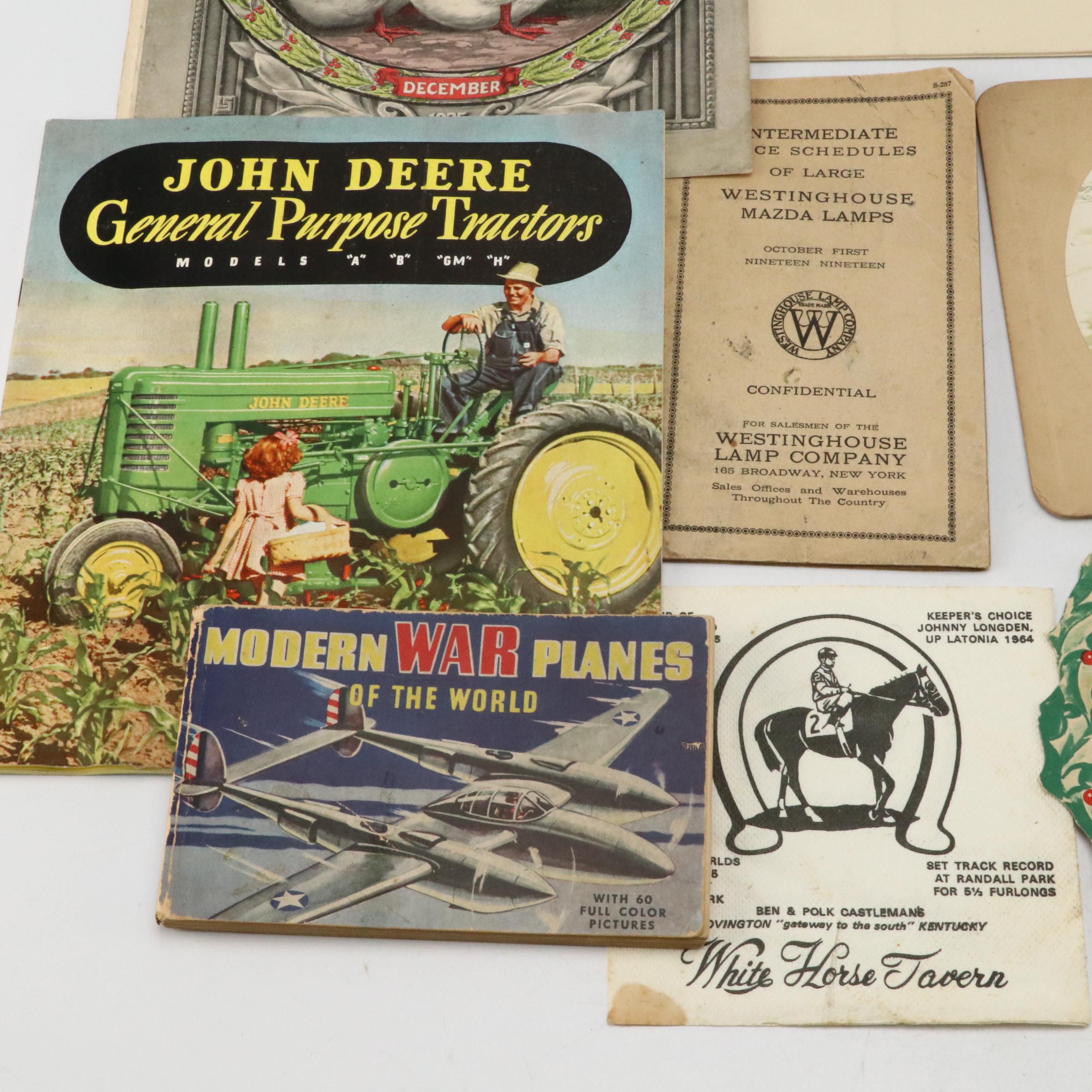 Westinghouse Pamphlet, Clover Leaf Dairy Holiday Card and More Ephemera