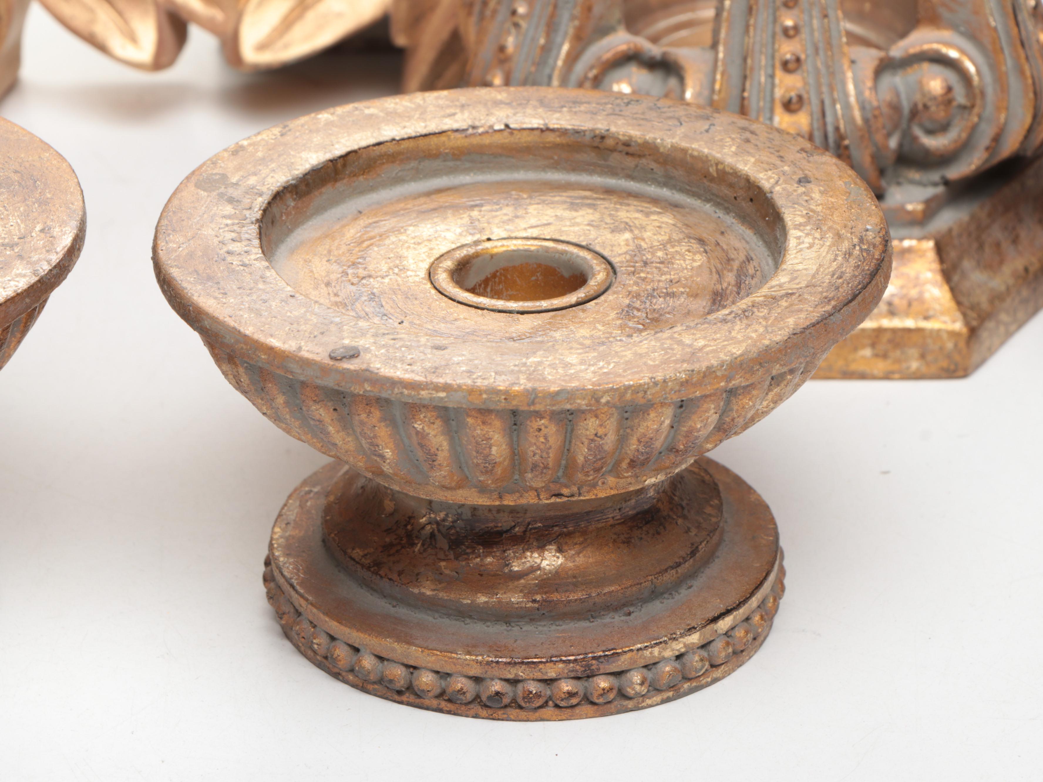 Neoclassical Style Gilt Mirror with Candlesticks and Lamps