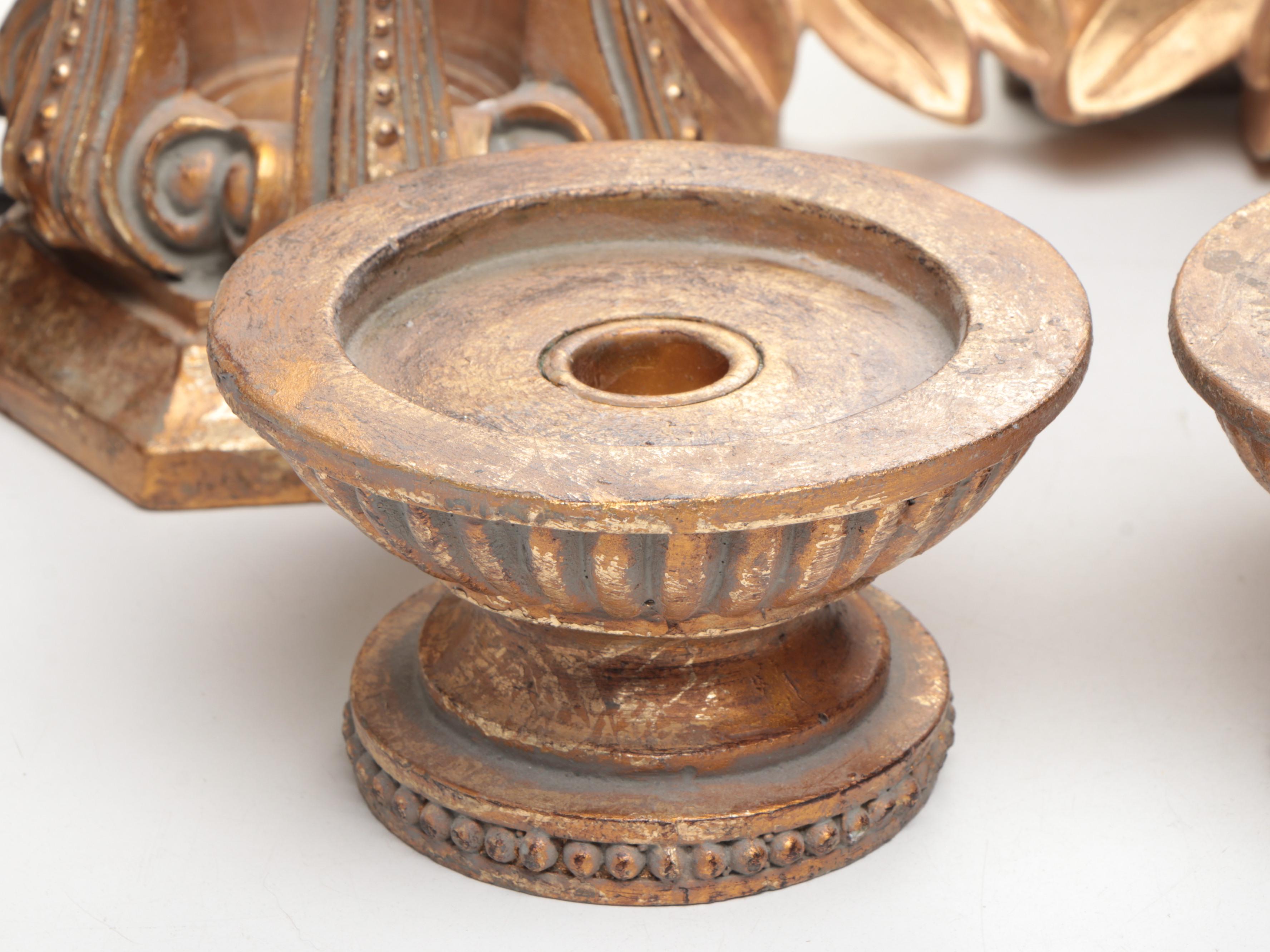 Neoclassical Style Gilt Mirror with Candlesticks and Lamps