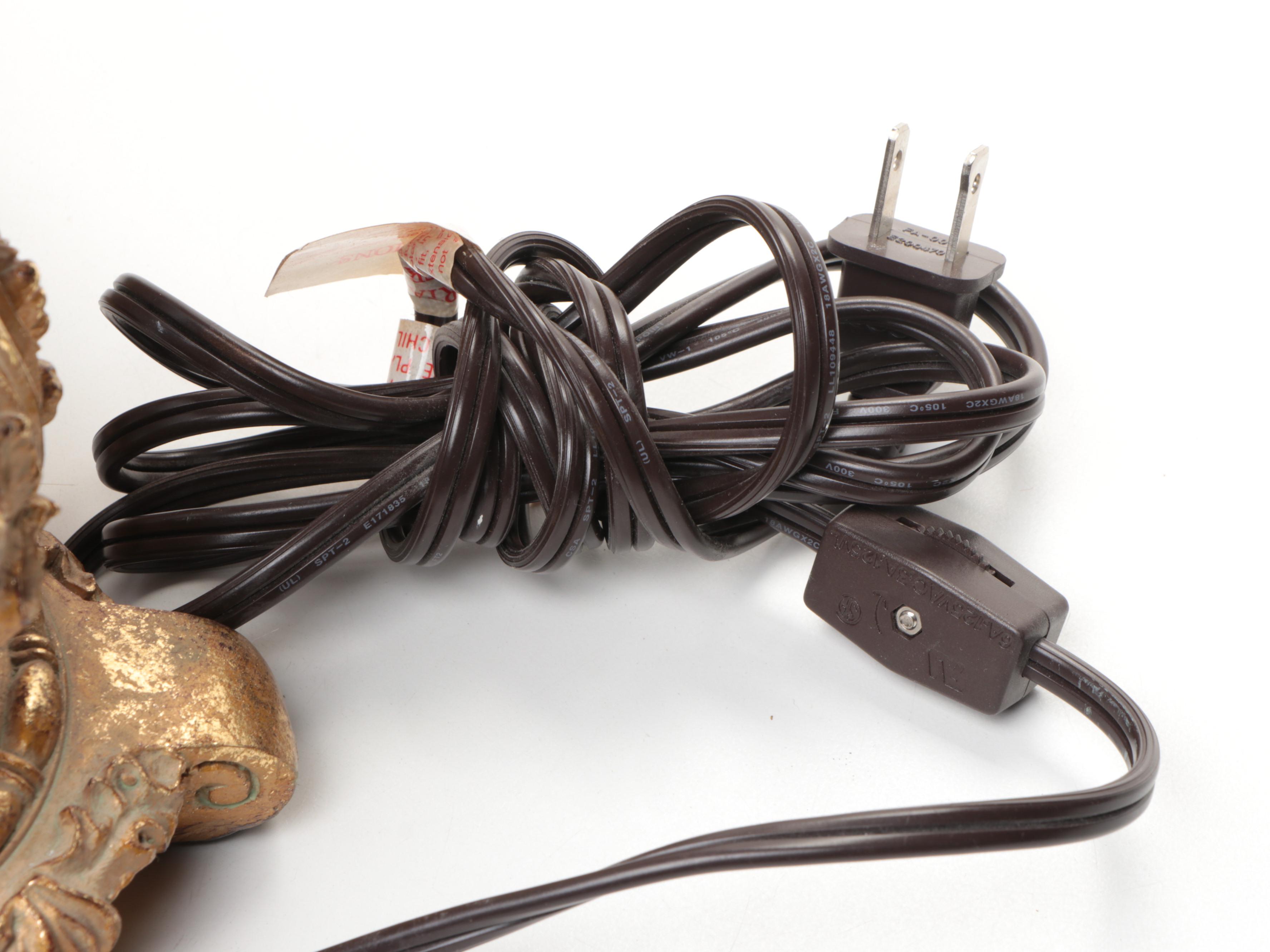 Neoclassical Style Gilt Mirror with Candlesticks and Lamps