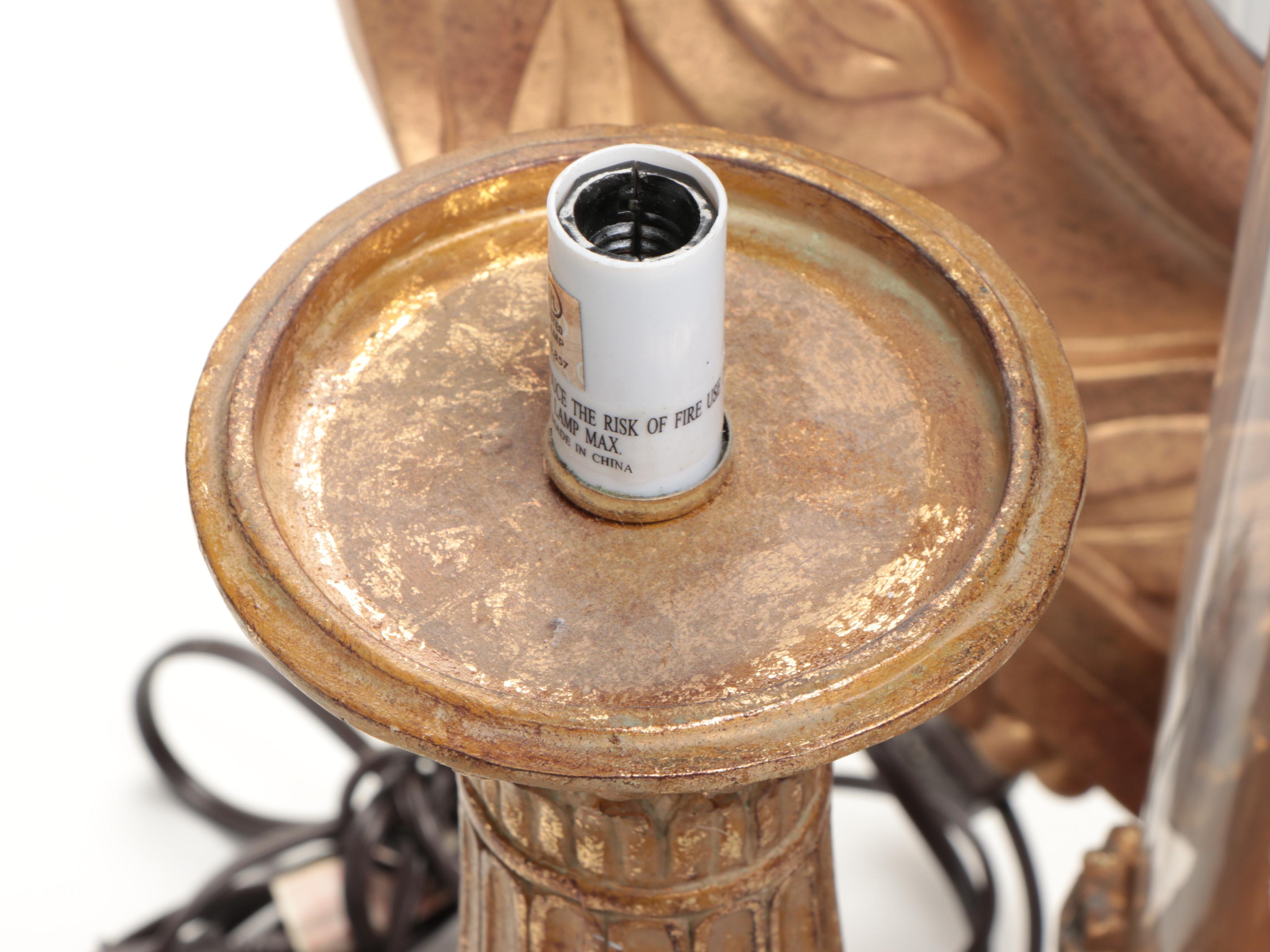 Neoclassical Style Gilt Mirror with Candlesticks and Lamps