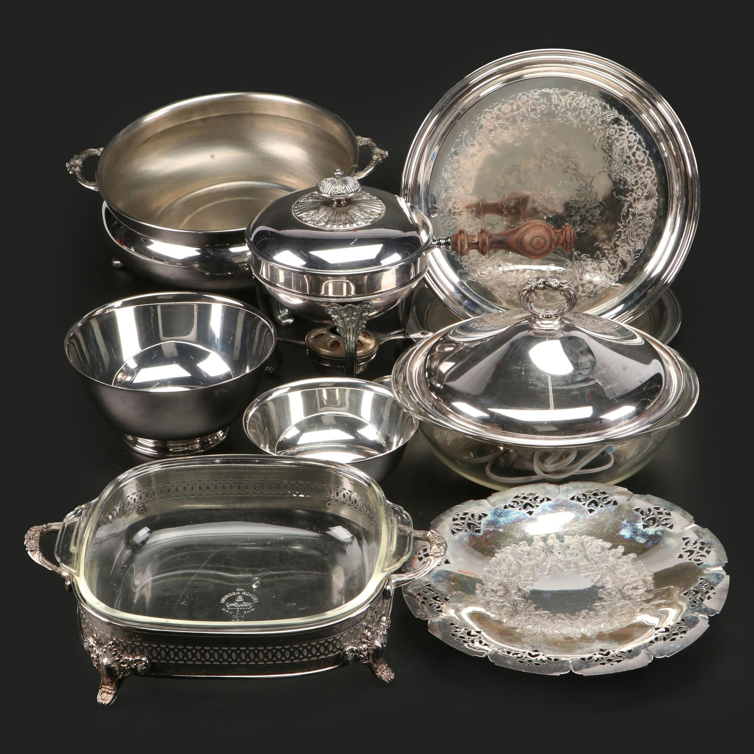 Gorham Paul Revere Bowls with Other Silver Plate Serving Pieces