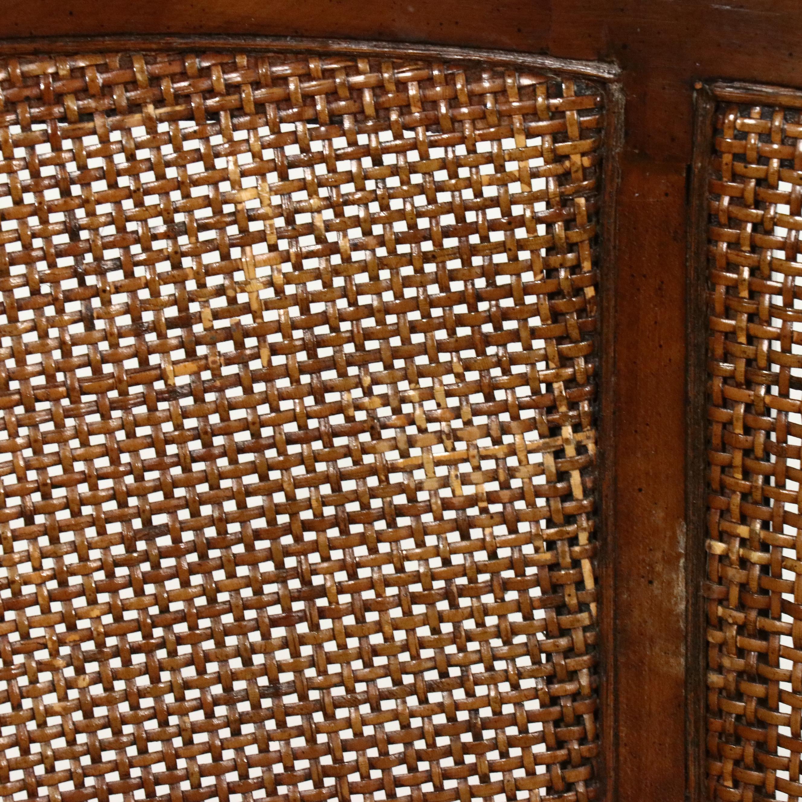 Pair of Classical Style Caned Walnut Barrel Back Chairs, Mid to Late 20th C.