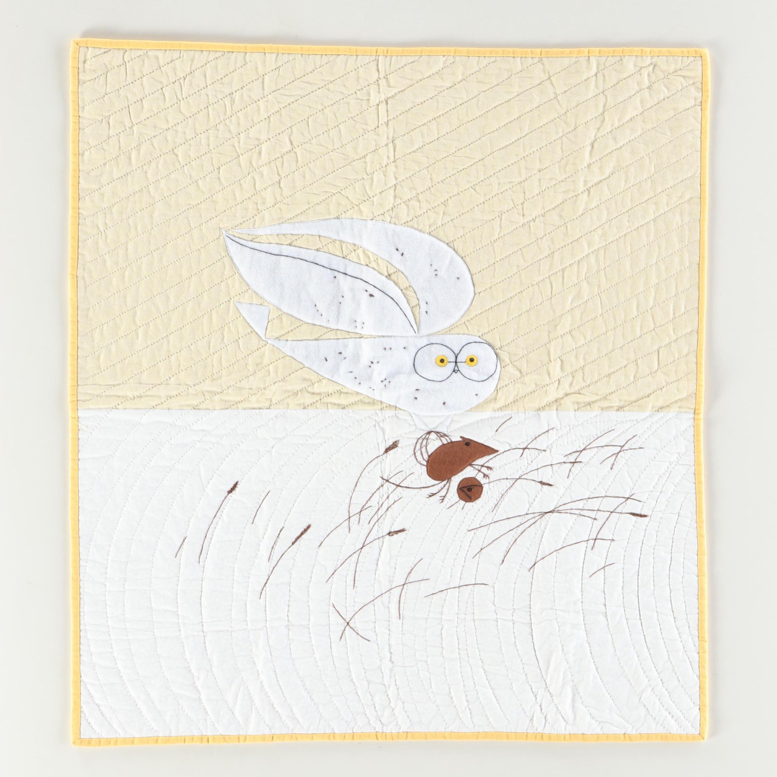 Cacilda Meier Handmade Artisan Hanging Quilt "Snowy Owl Attack", 2015