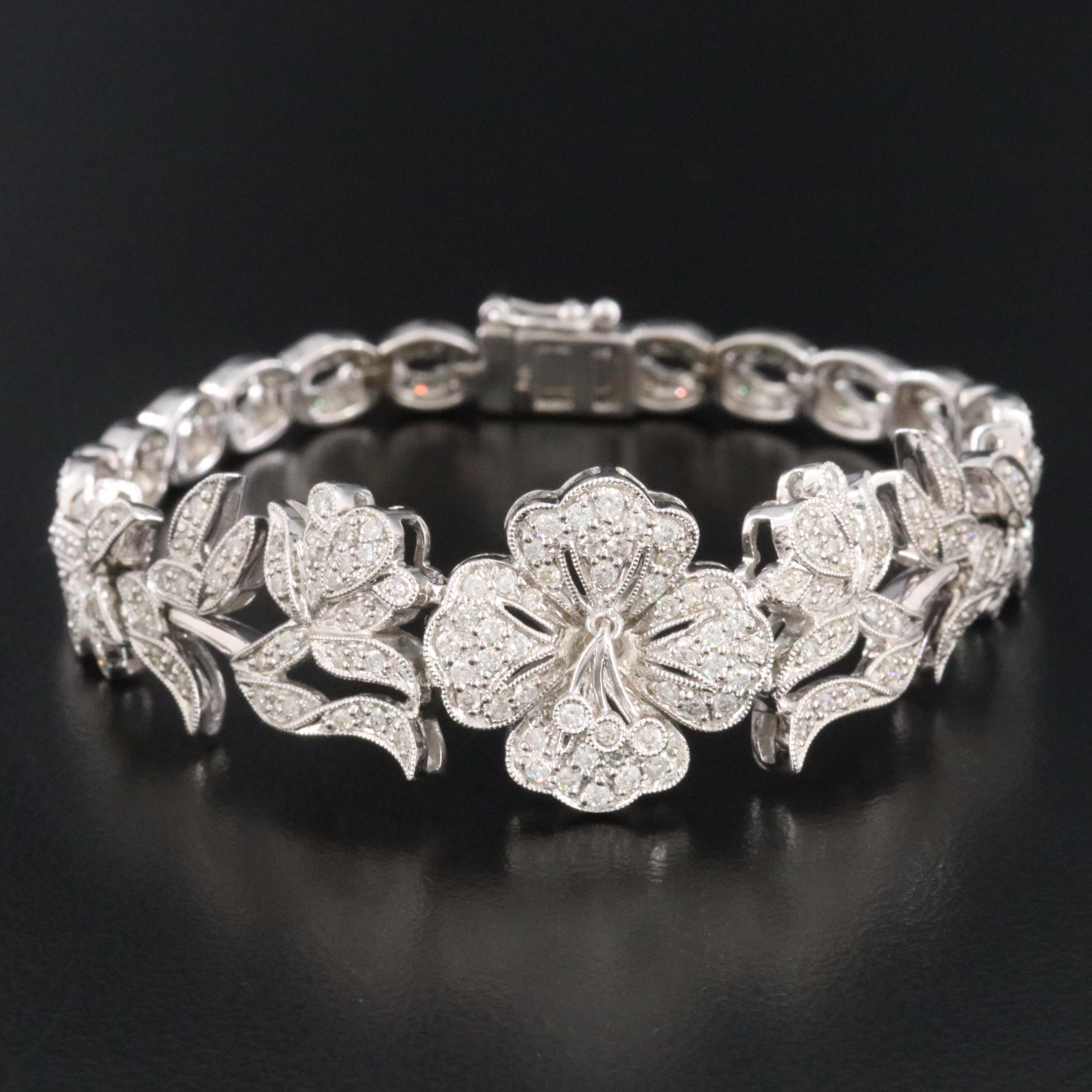 14K 1.47 CTW Diamond Floral Bracelet