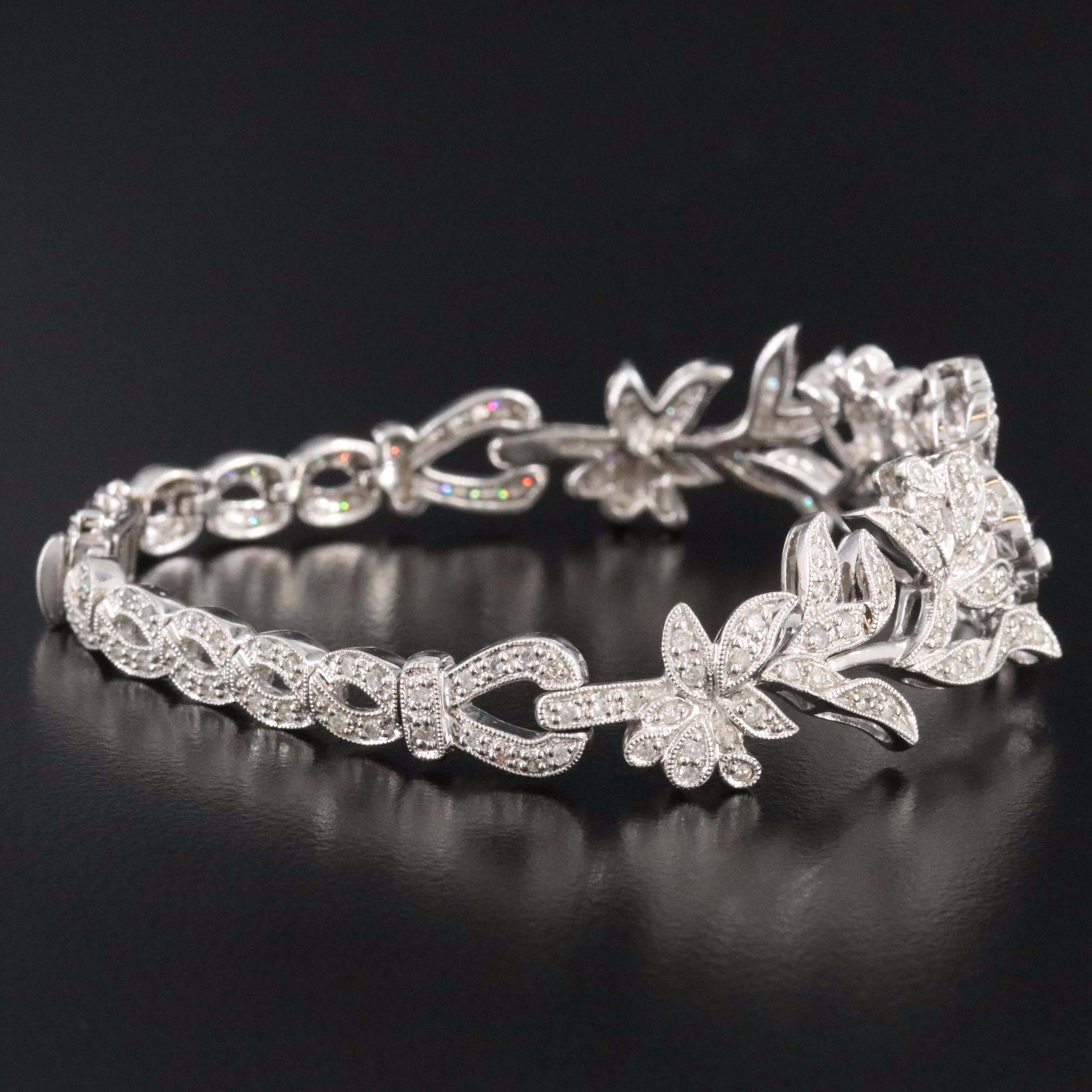 14K 1.47 CTW Diamond Floral Bracelet