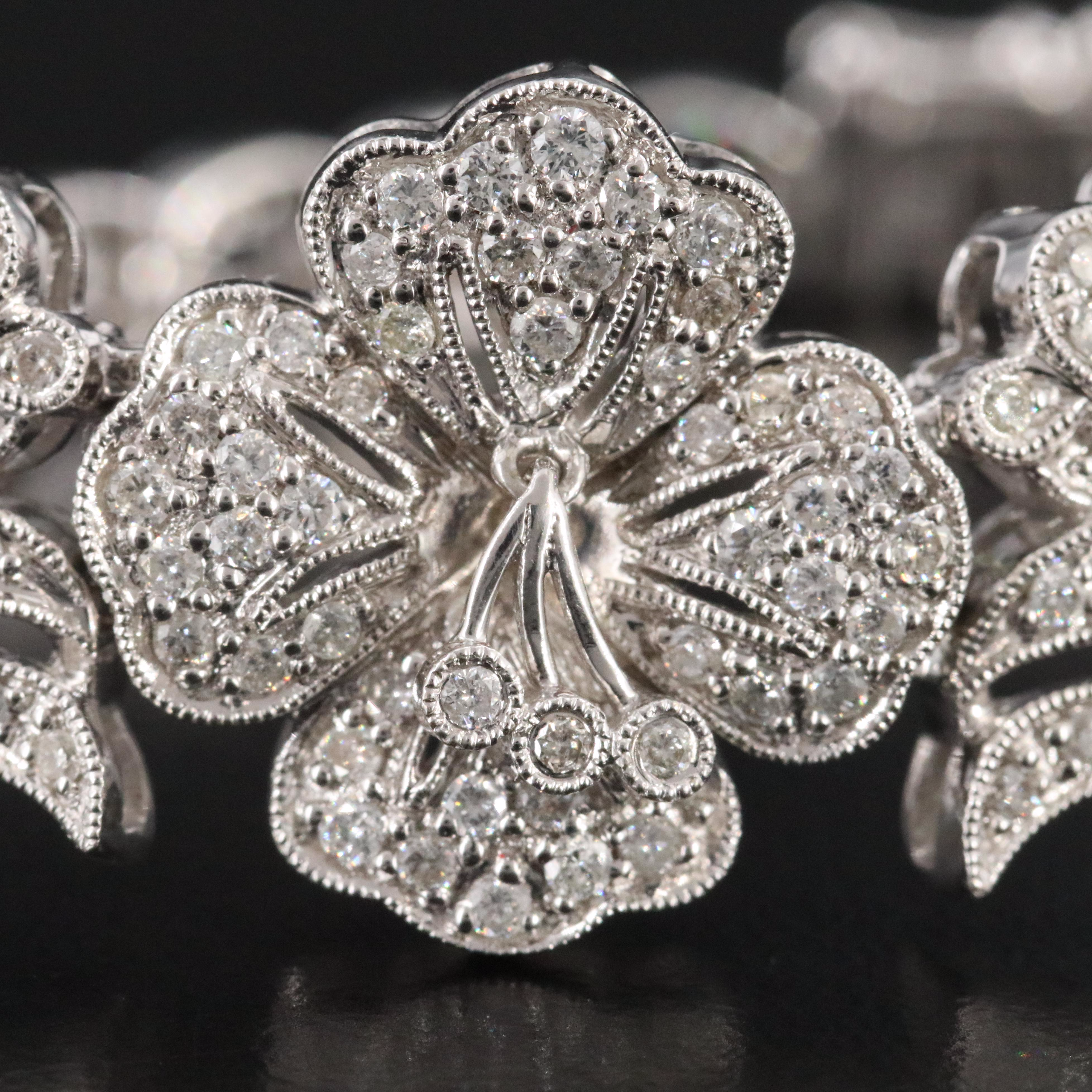 14K 1.47 CTW Diamond Floral Bracelet