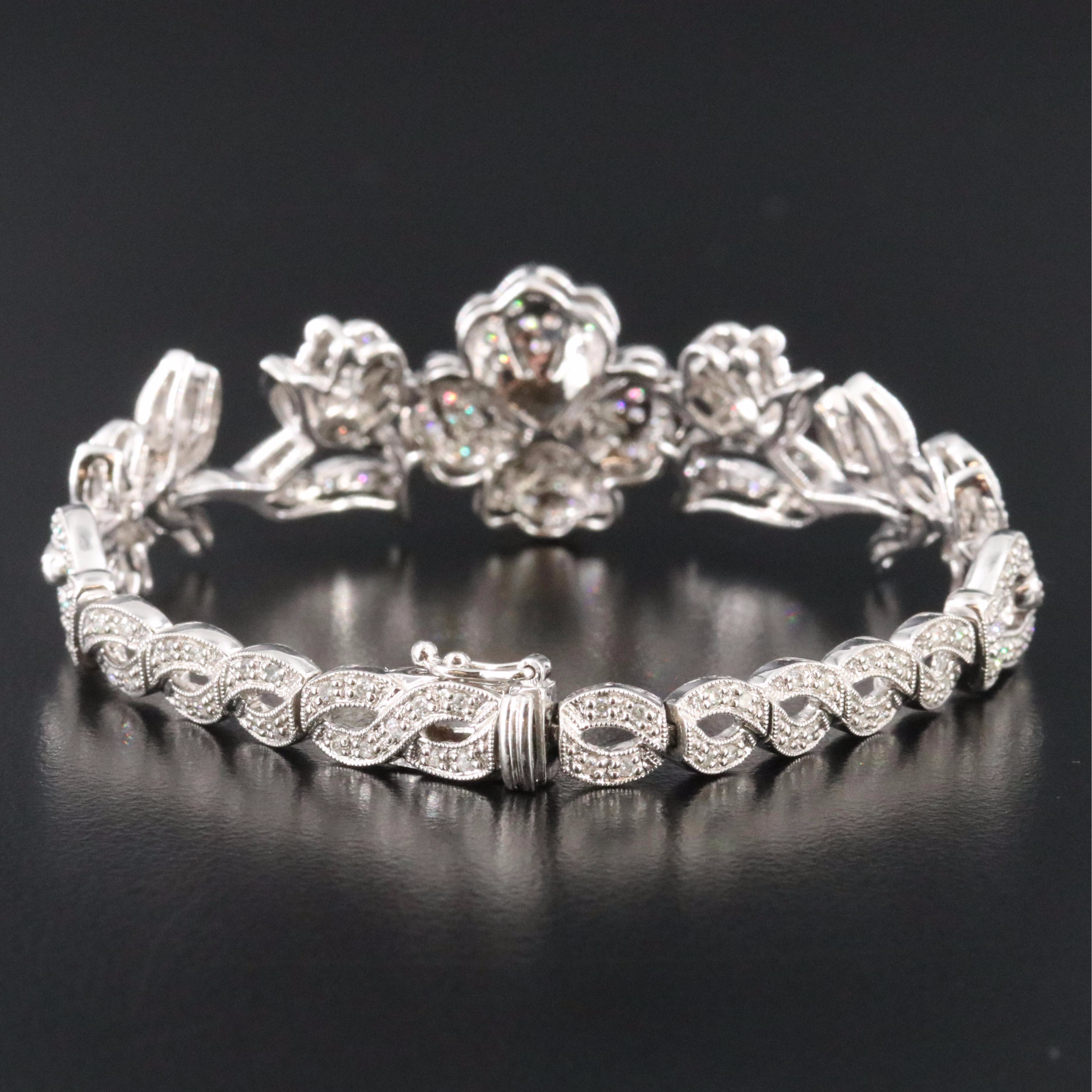 14K 1.47 CTW Diamond Floral Bracelet