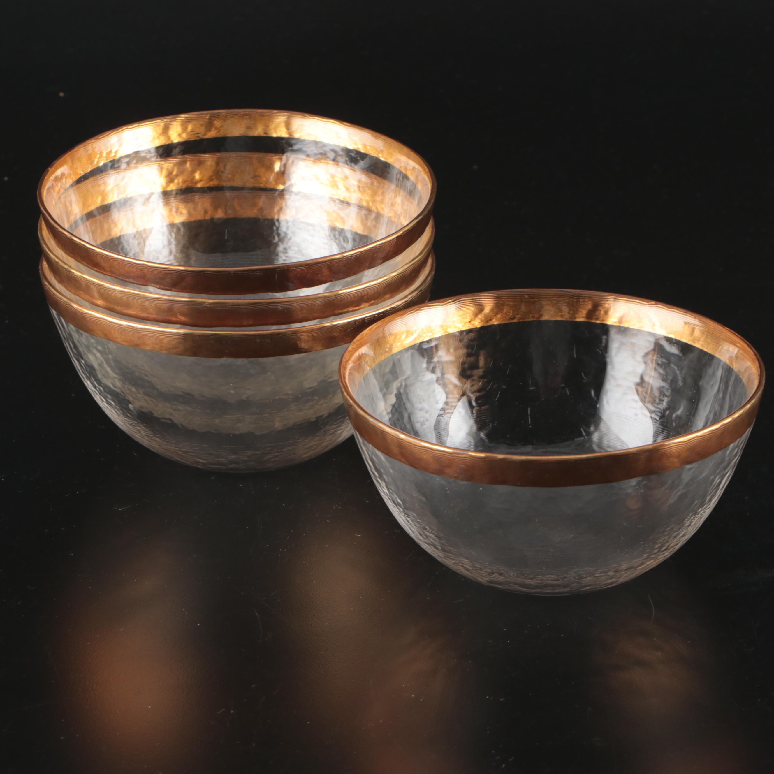 Russian Enameled Vodka Cups with Glass Bowls and Other Serving Pieces