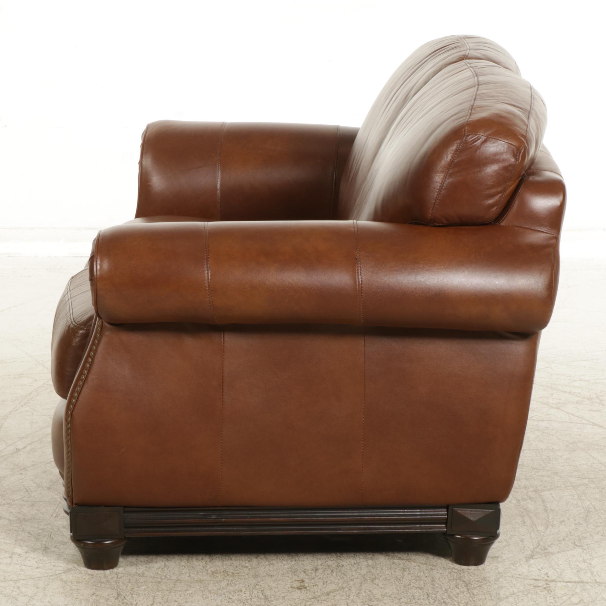Robinson & Robinson Leather Upholstered Rolled Arm Loveseat