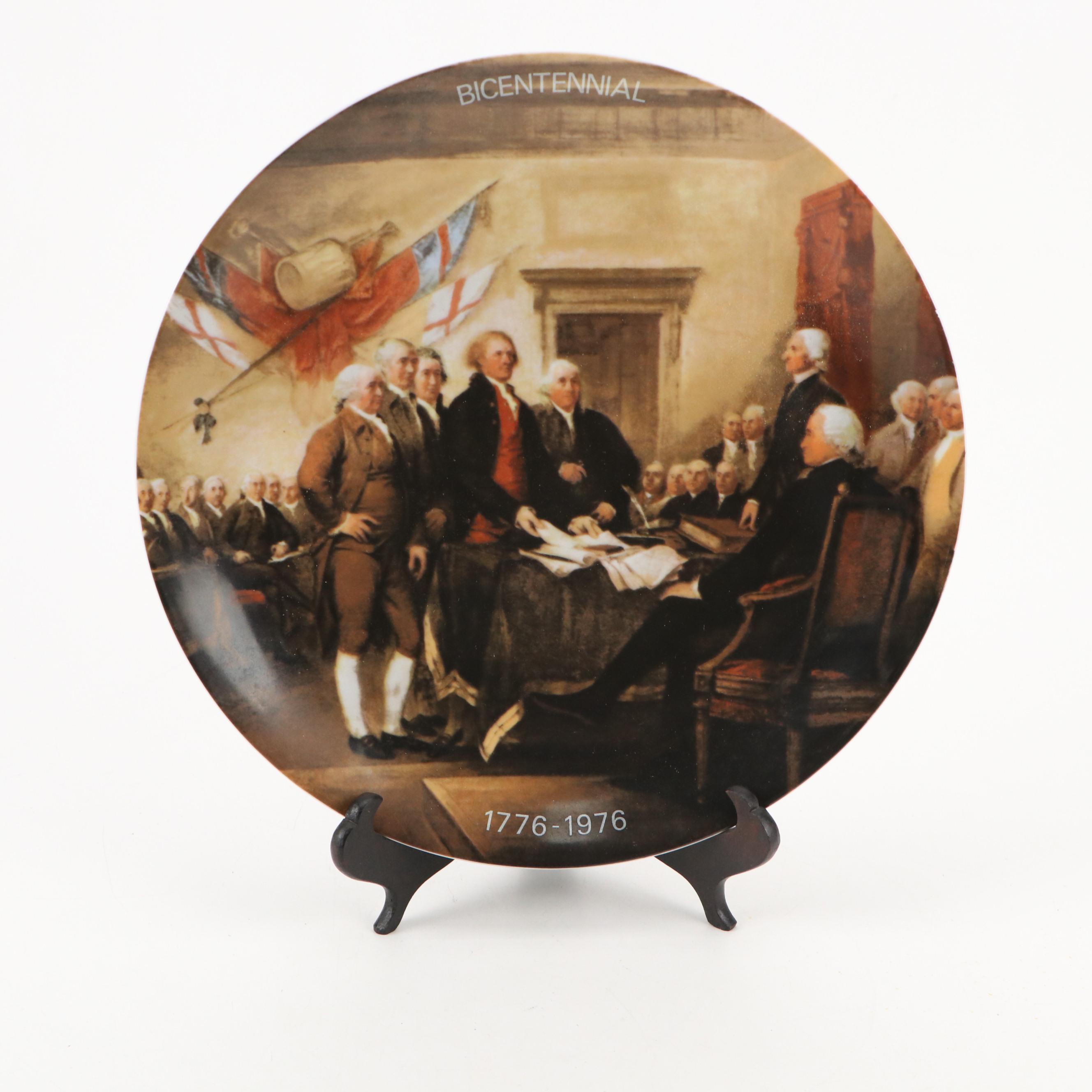 Gorham, Royal Doulton, and Other Collector Porcelain Plates with Wood Stand