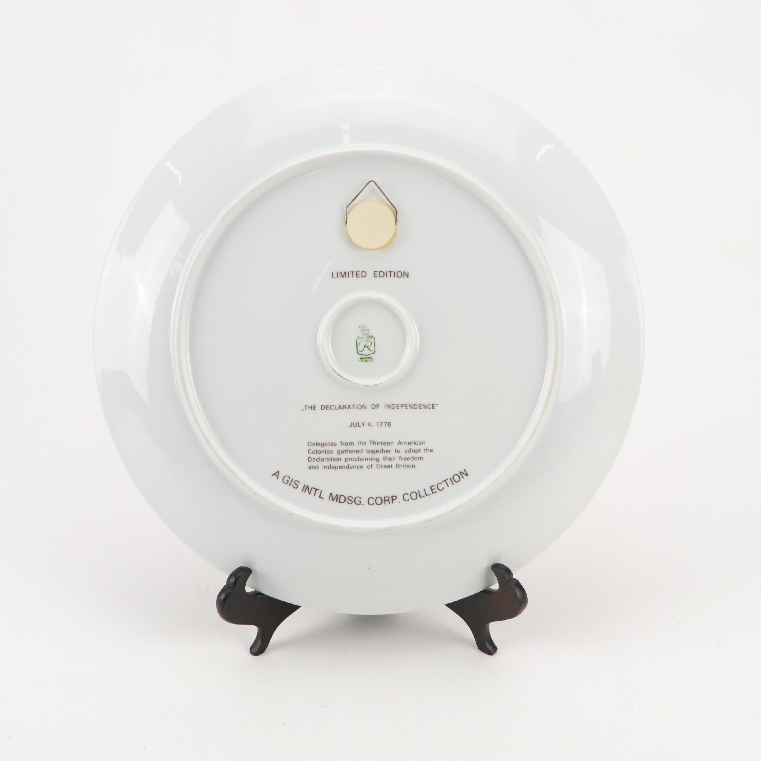 Gorham, Royal Doulton, and Other Collector Porcelain Plates with Wood Stand