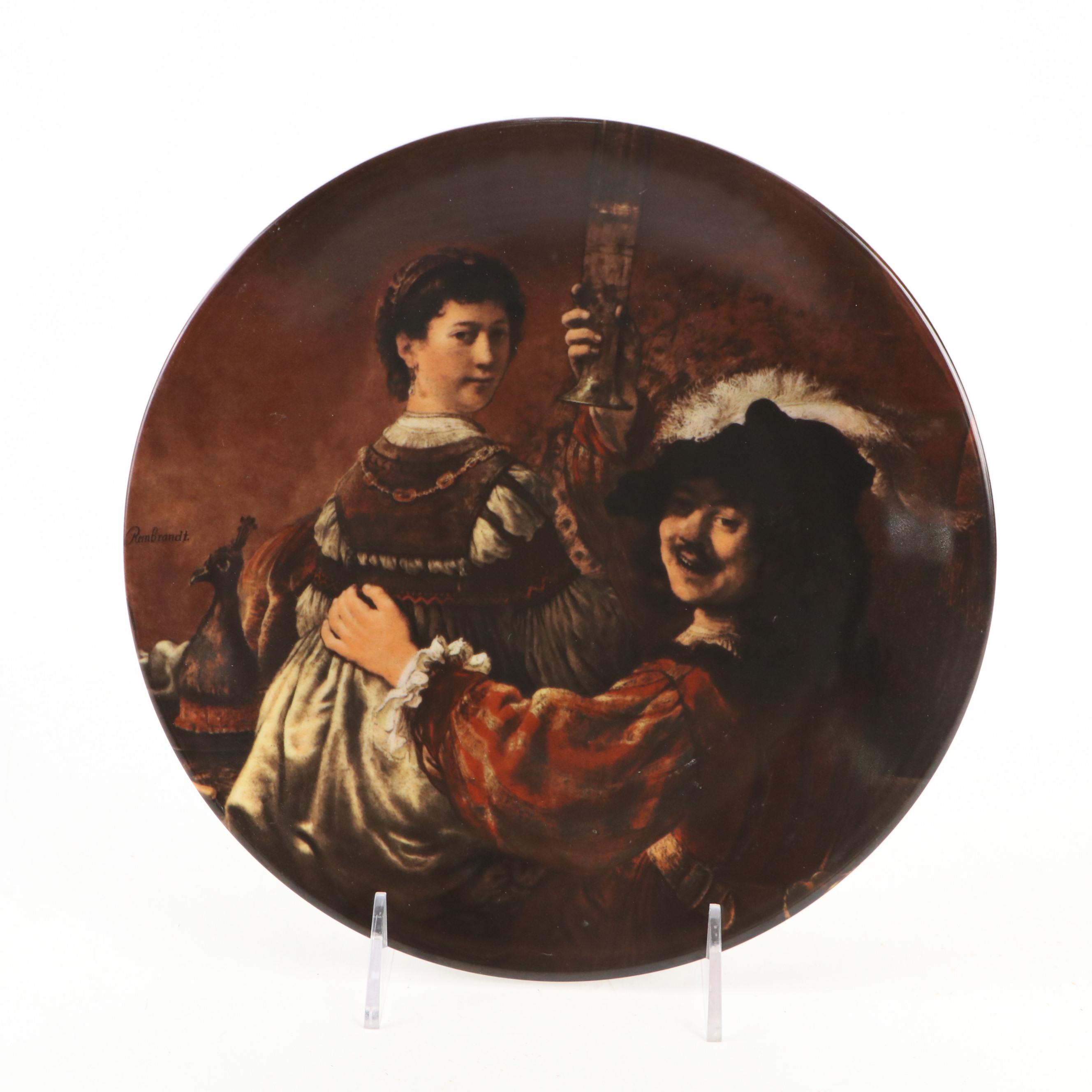 Gorham, Royal Doulton, and Other Collector Porcelain Plates with Wood Stand