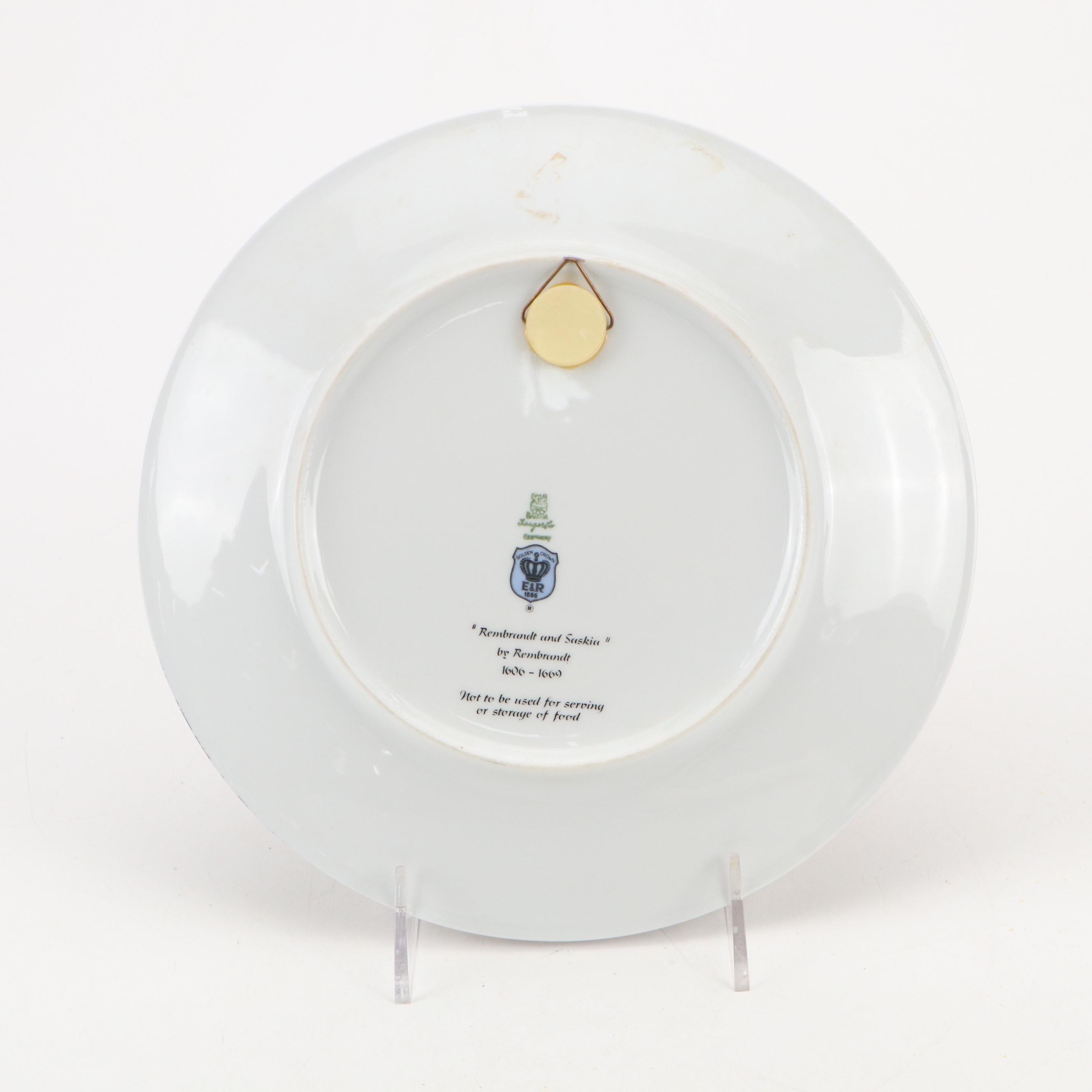 Gorham, Royal Doulton, and Other Collector Porcelain Plates with Wood Stand