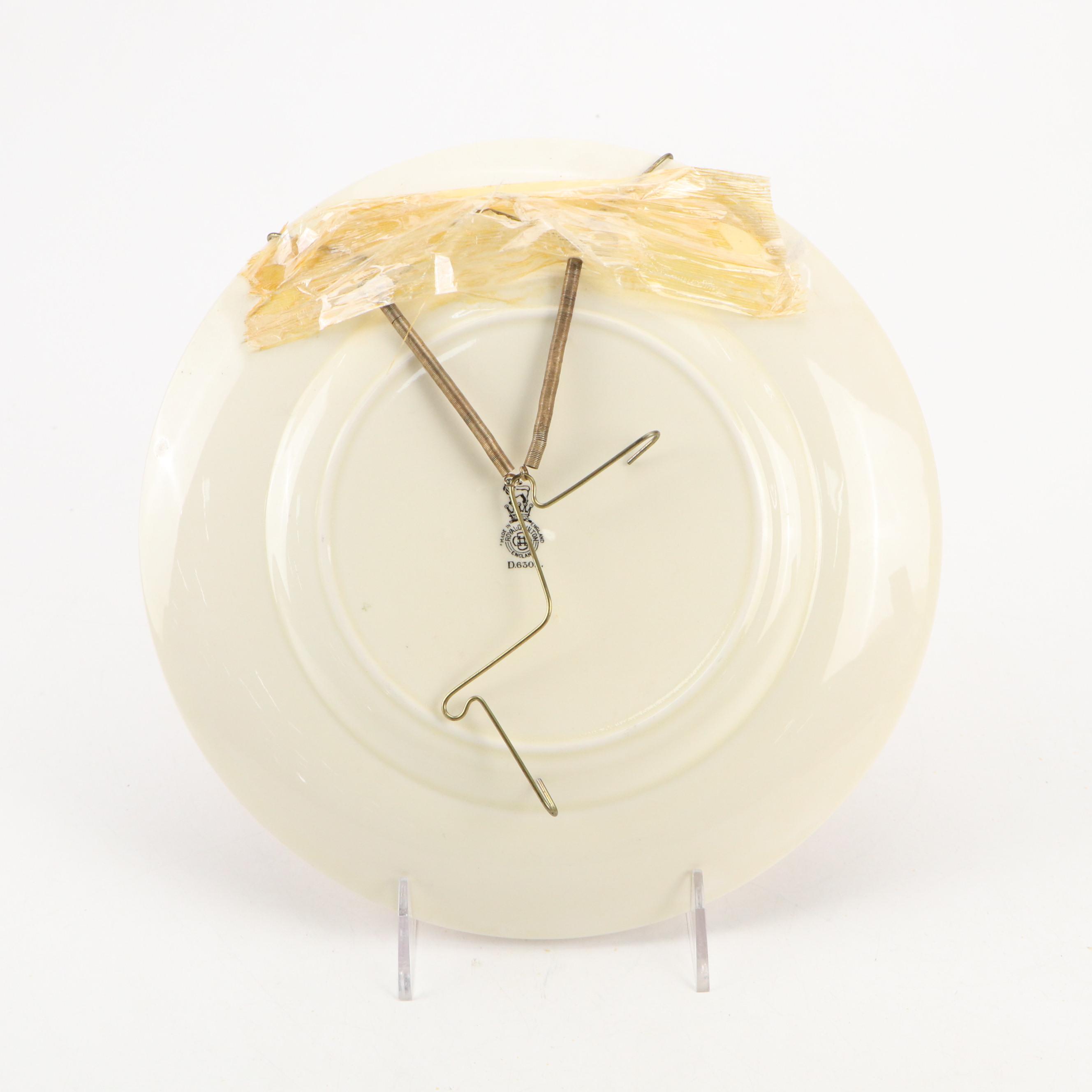 Gorham, Royal Doulton, and Other Collector Porcelain Plates with Wood Stand