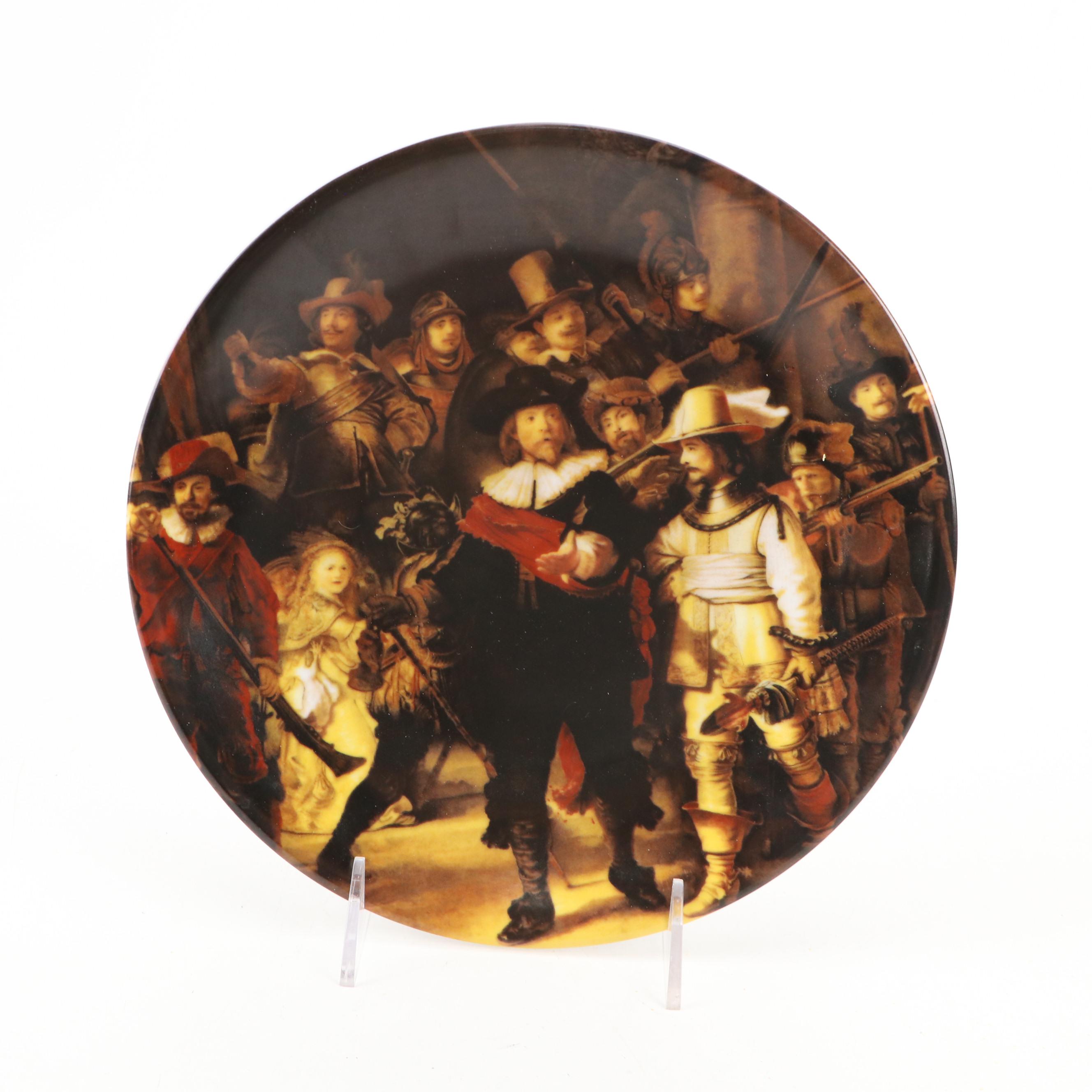 Gorham, Royal Doulton, and Other Collector Porcelain Plates with Wood Stand