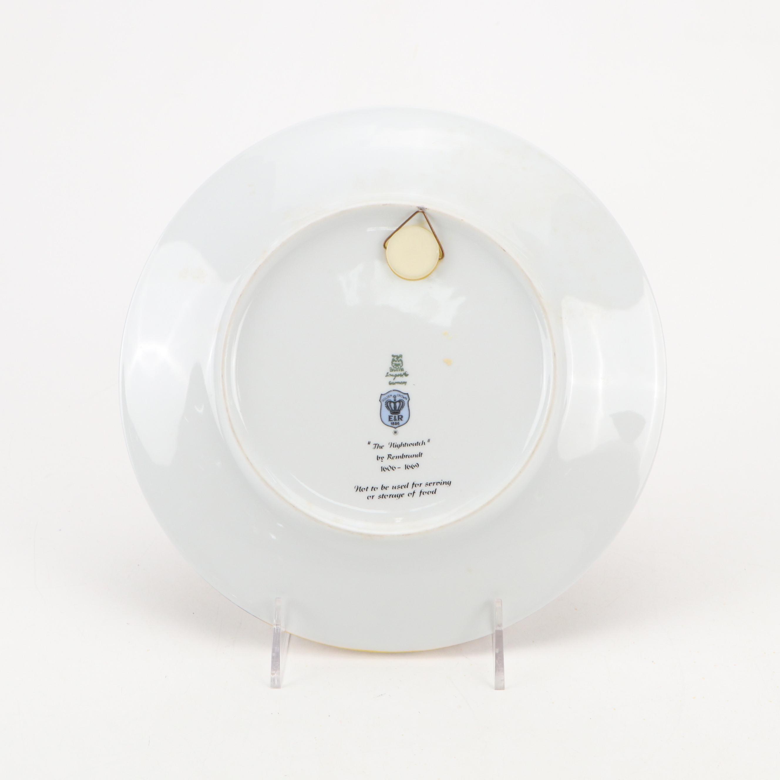 Gorham, Royal Doulton, and Other Collector Porcelain Plates with Wood Stand