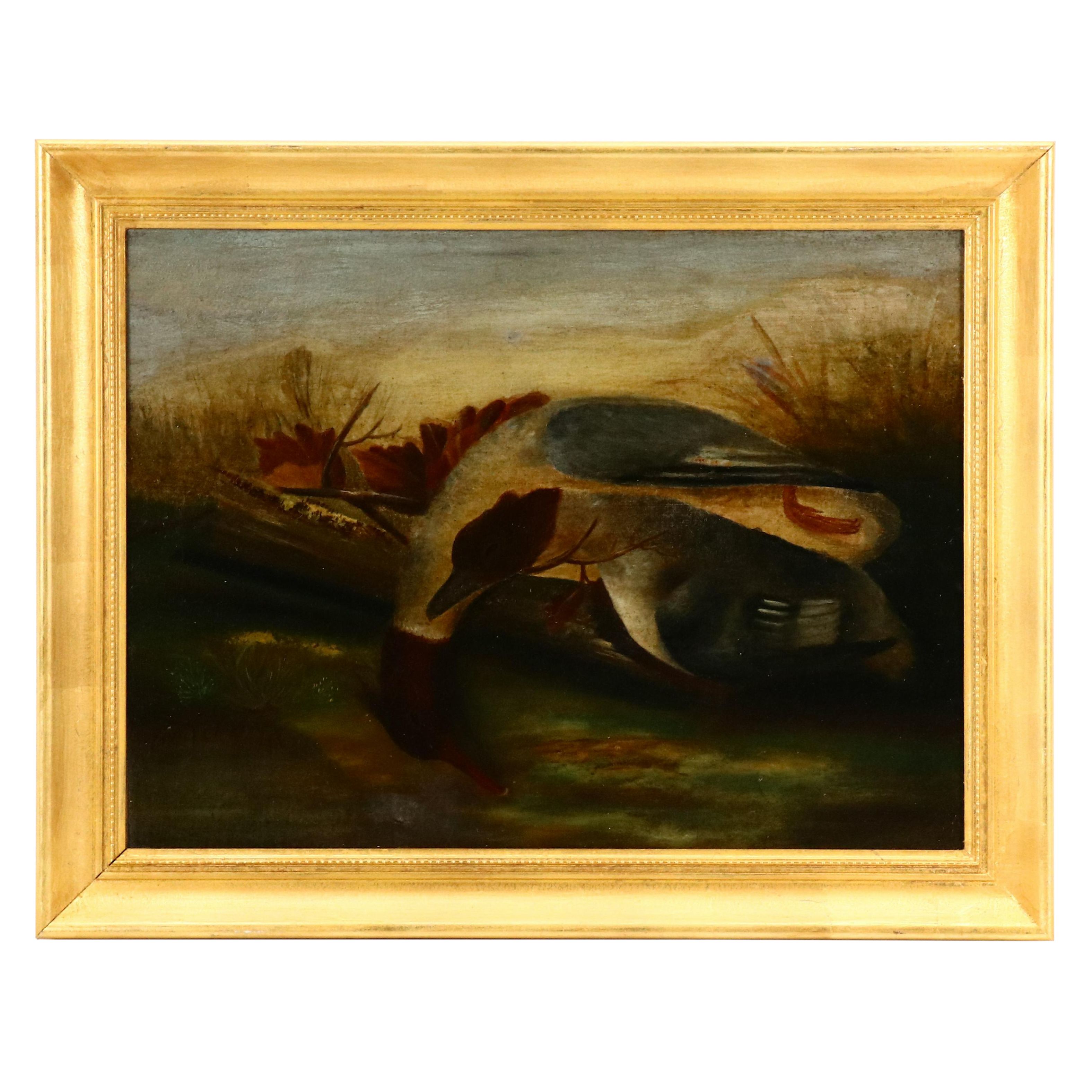 Nature Morte Oil Painting of Ducks, 19th Century