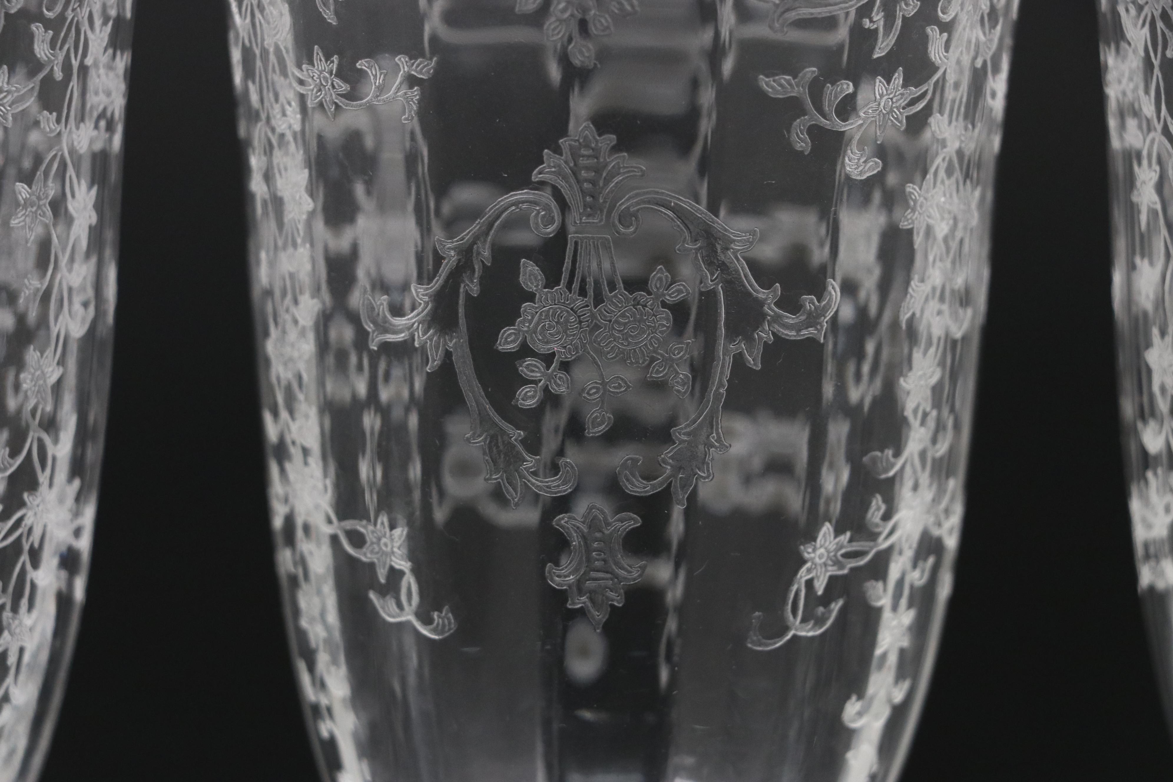 Fostoria "Navarre Clear" Etched Iced Tea Glasses, 20th Century