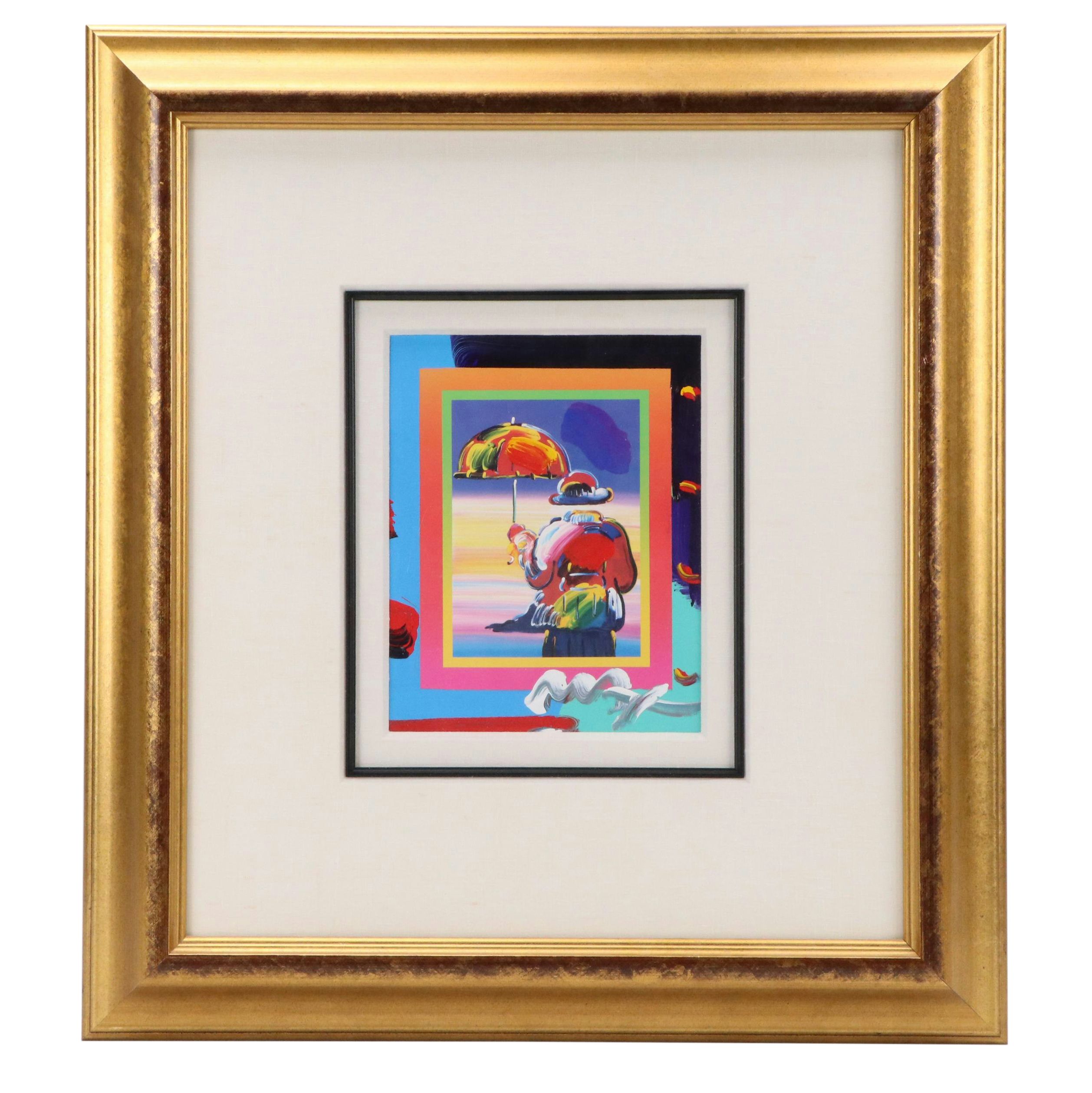 Peter Max Modernist Mixed Media Composition "Umbrella Man," 2005