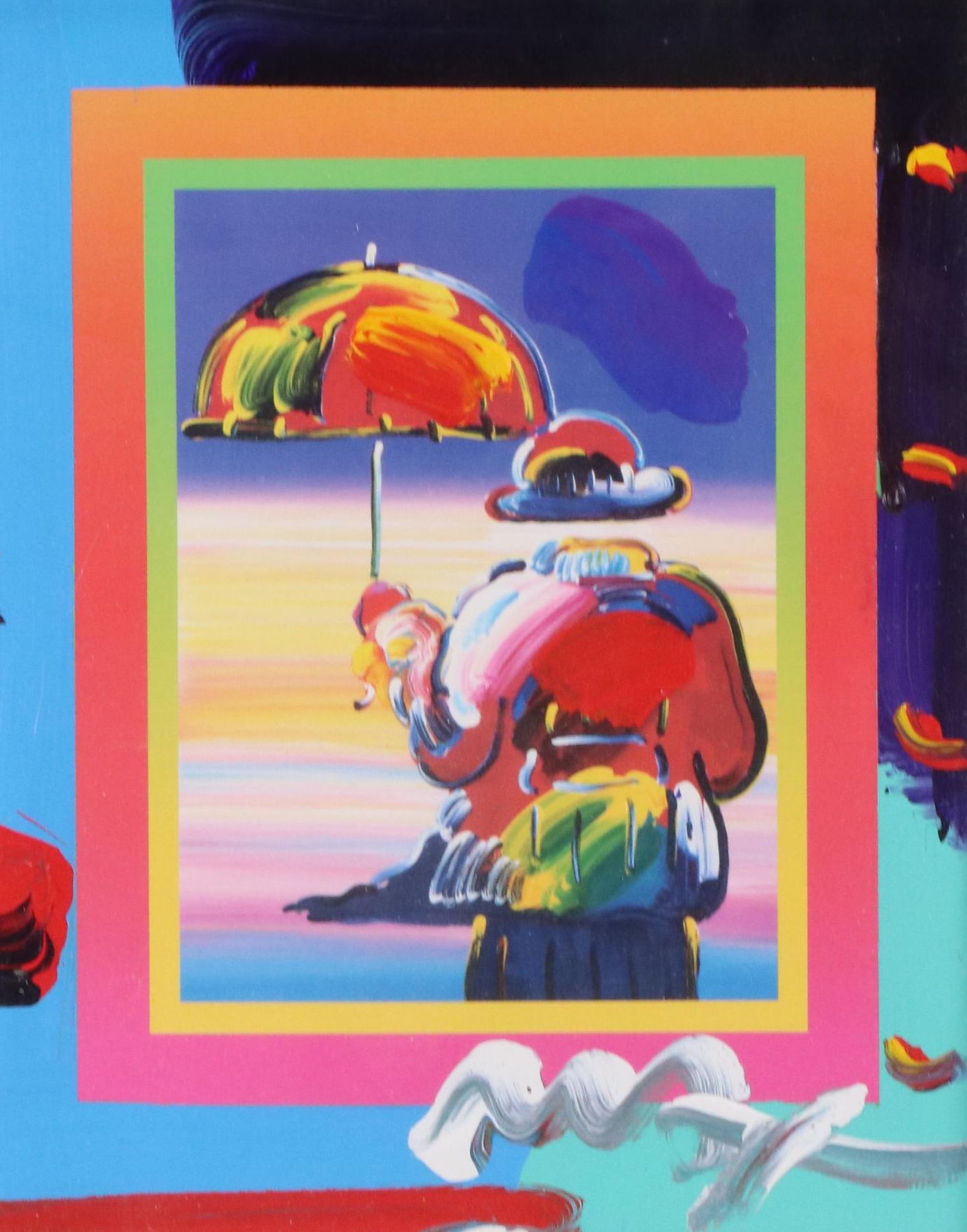 Peter Max Modernist Mixed Media Composition "Umbrella Man," 2005