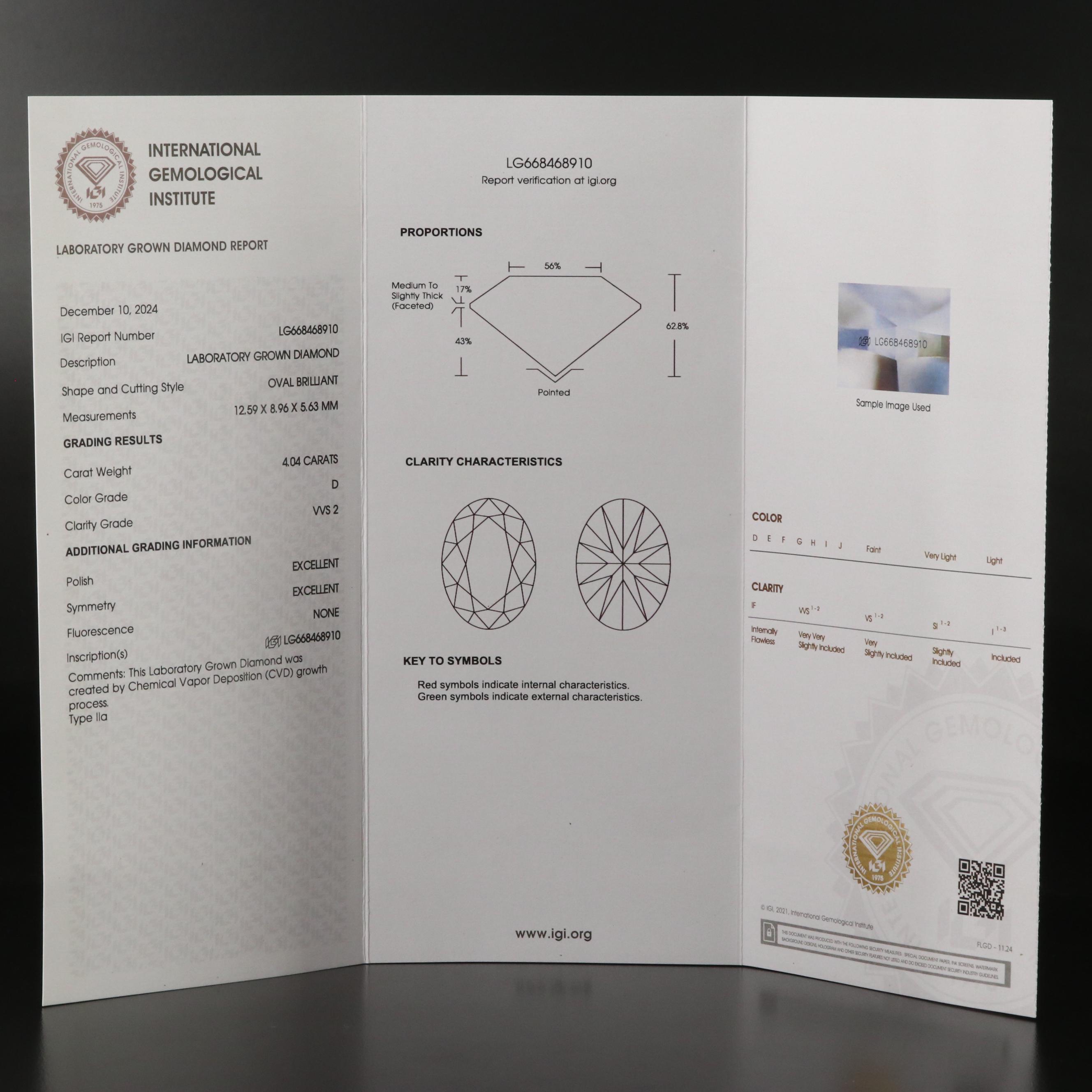 14K 4.86 CTW Lab Grown Diamond Ring with IGI Report