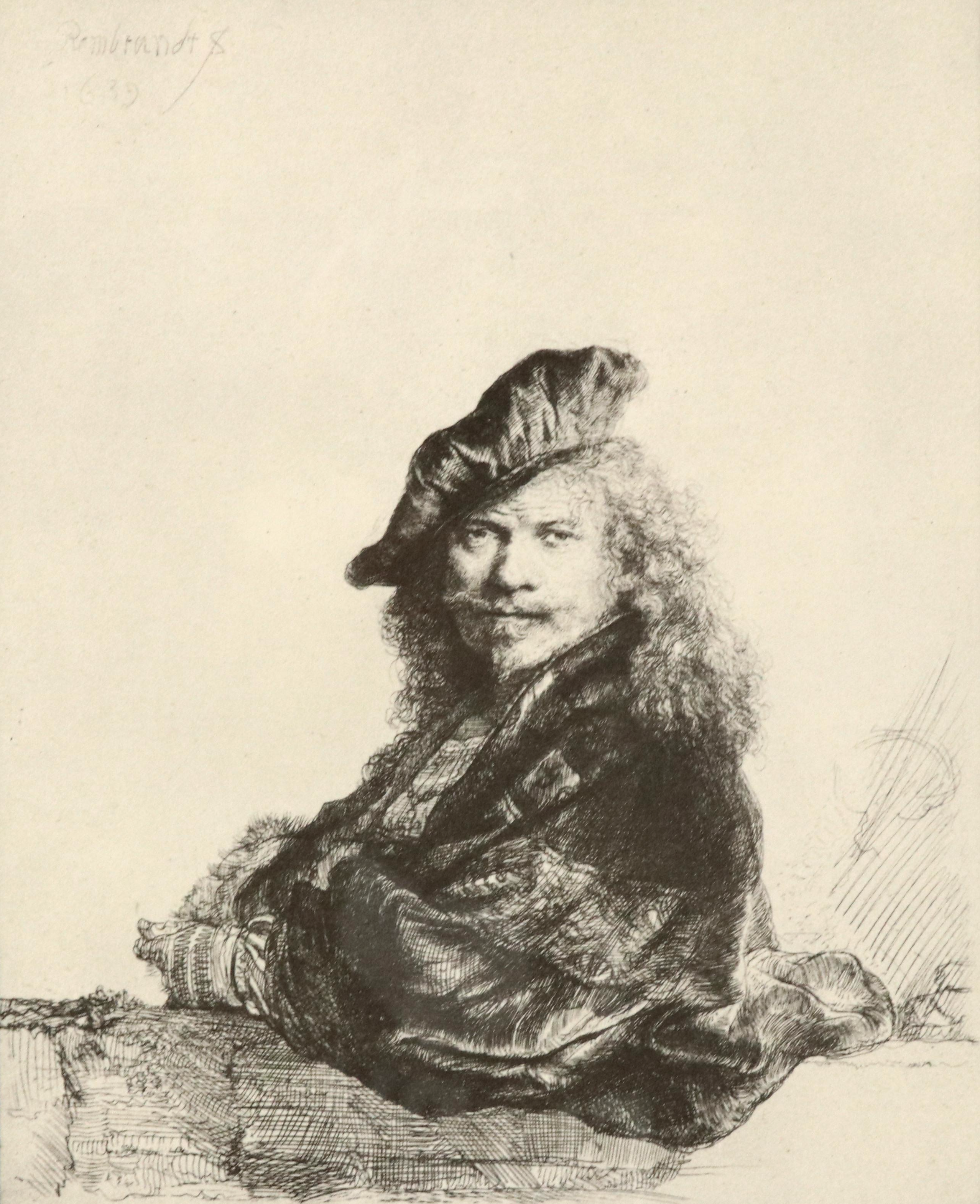 Halftone After Rembrandt "Self-Portrait Leaning on a Stone Sill"
