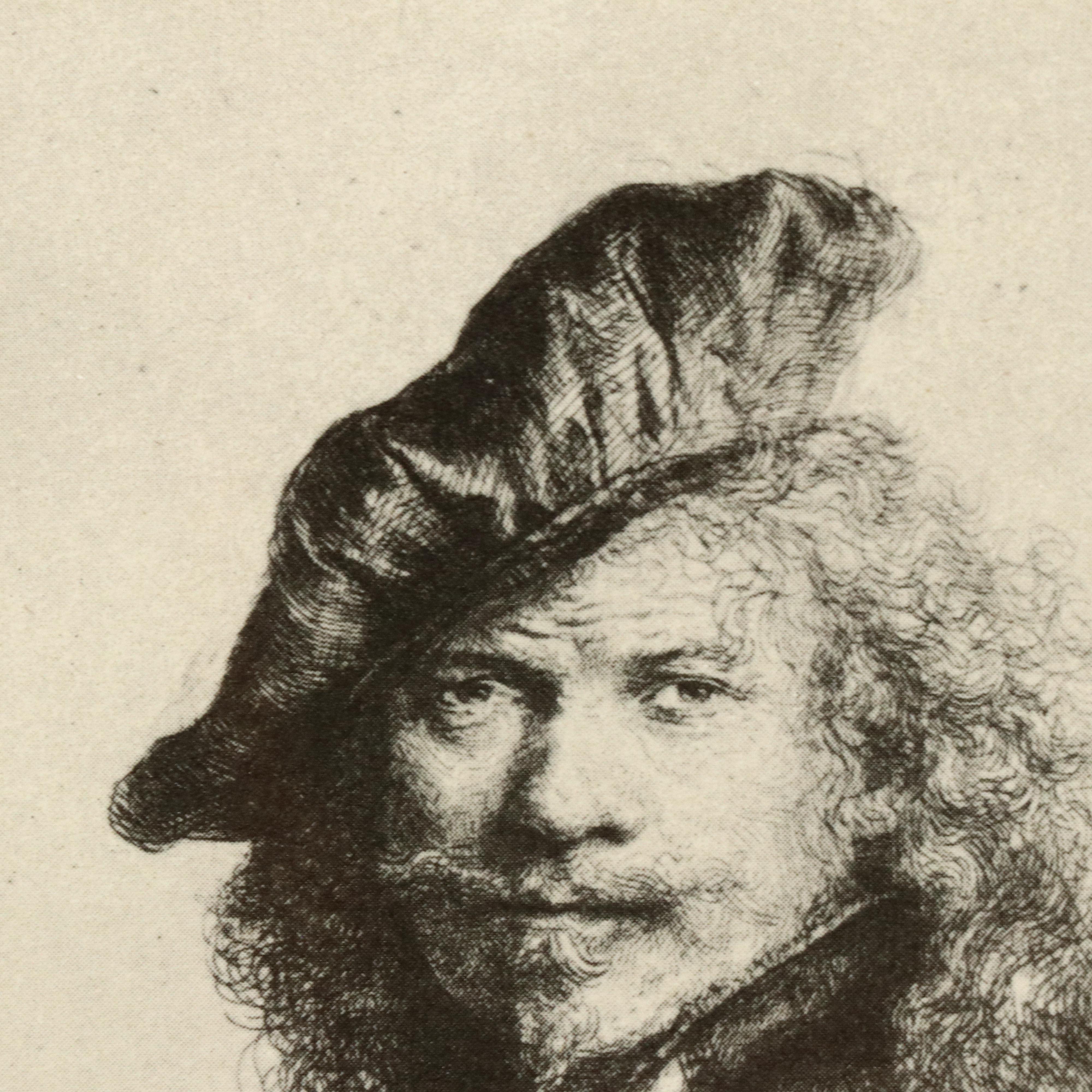 Halftone After Rembrandt "Self-Portrait Leaning on a Stone Sill"