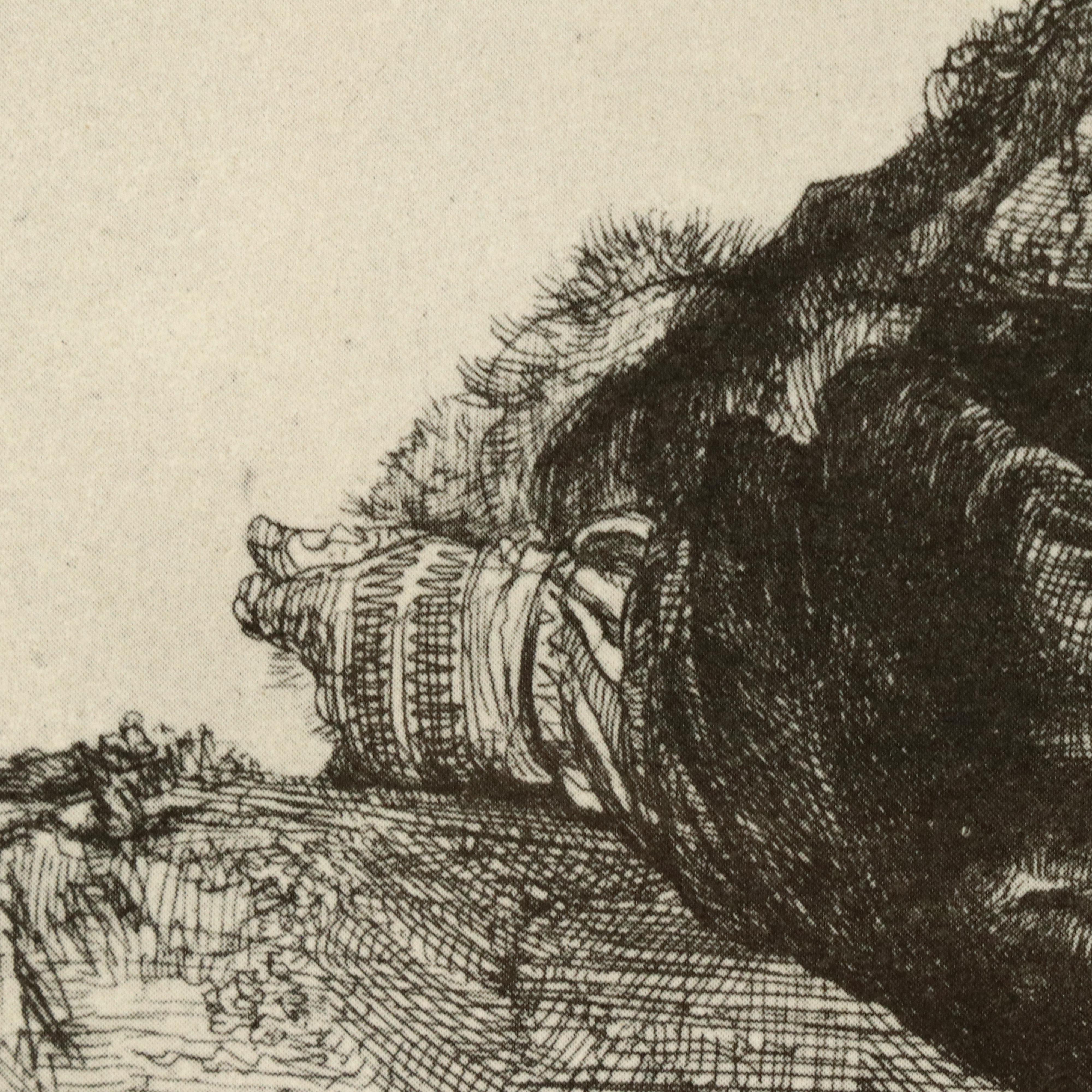 Halftone After Rembrandt "Self-Portrait Leaning on a Stone Sill"