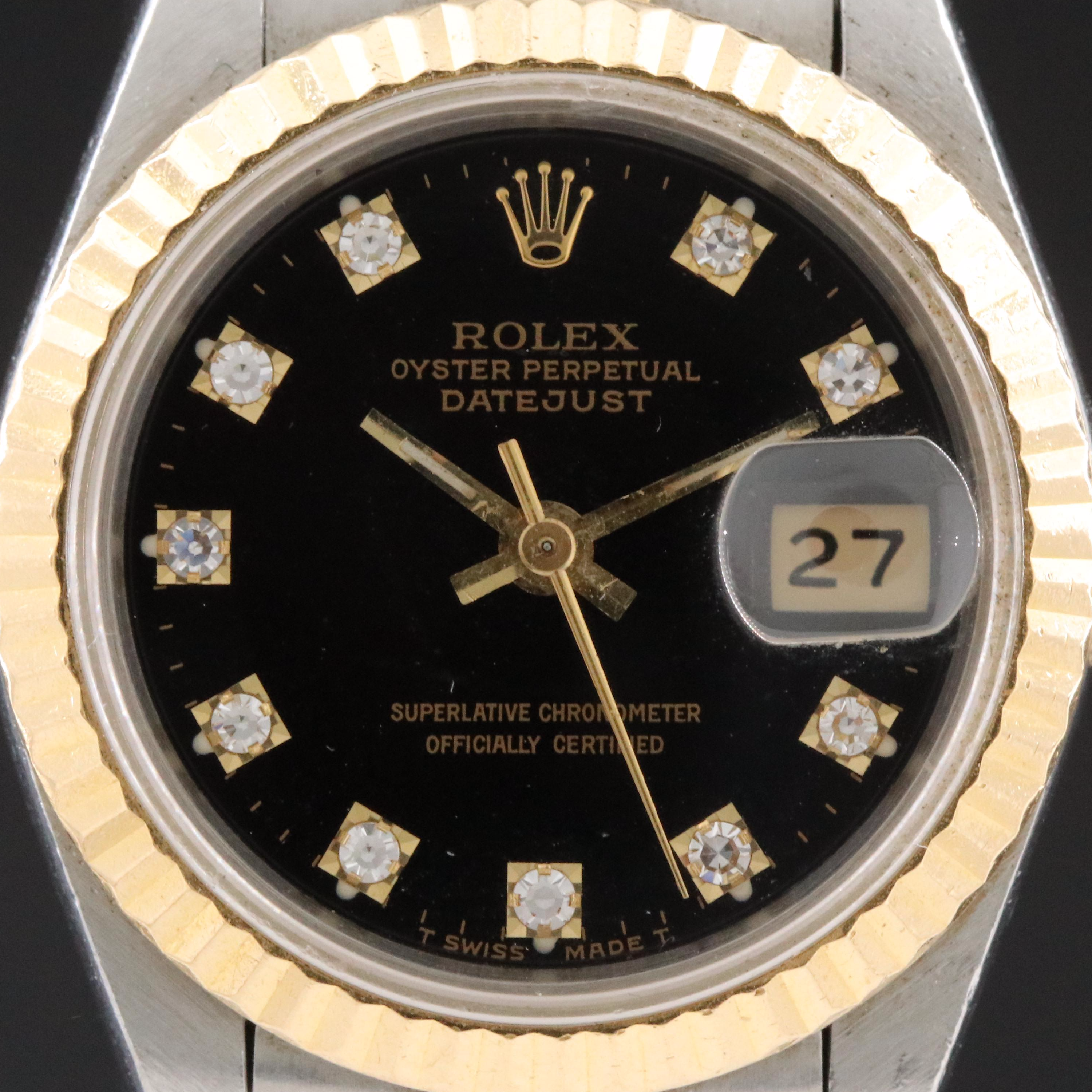 Rolex Datejust 69173 Custom Diamond Dial 26mm 18K & Steel Automatic Watch