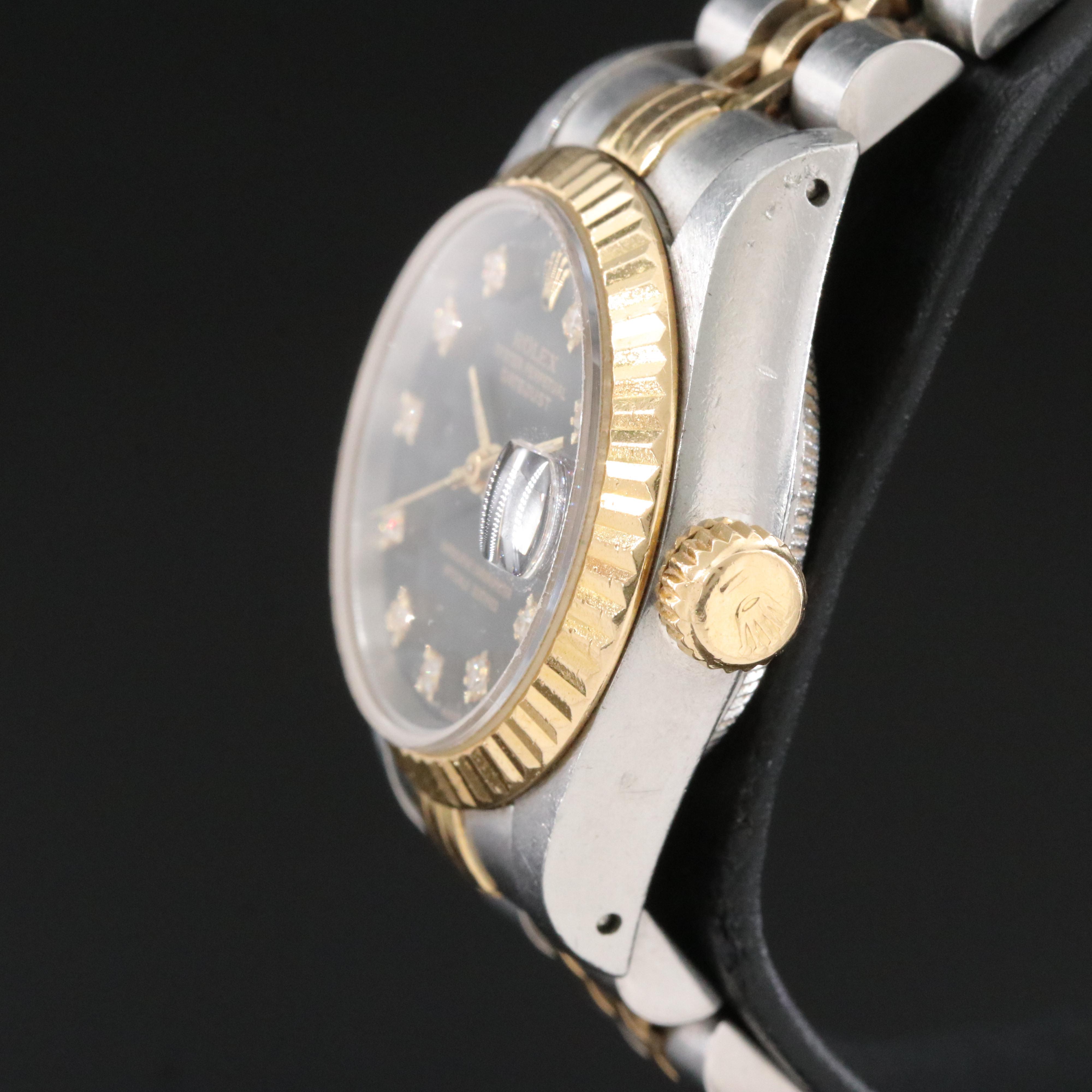 Rolex Datejust 69173 Custom Diamond Dial 26mm 18K & Steel Automatic Watch