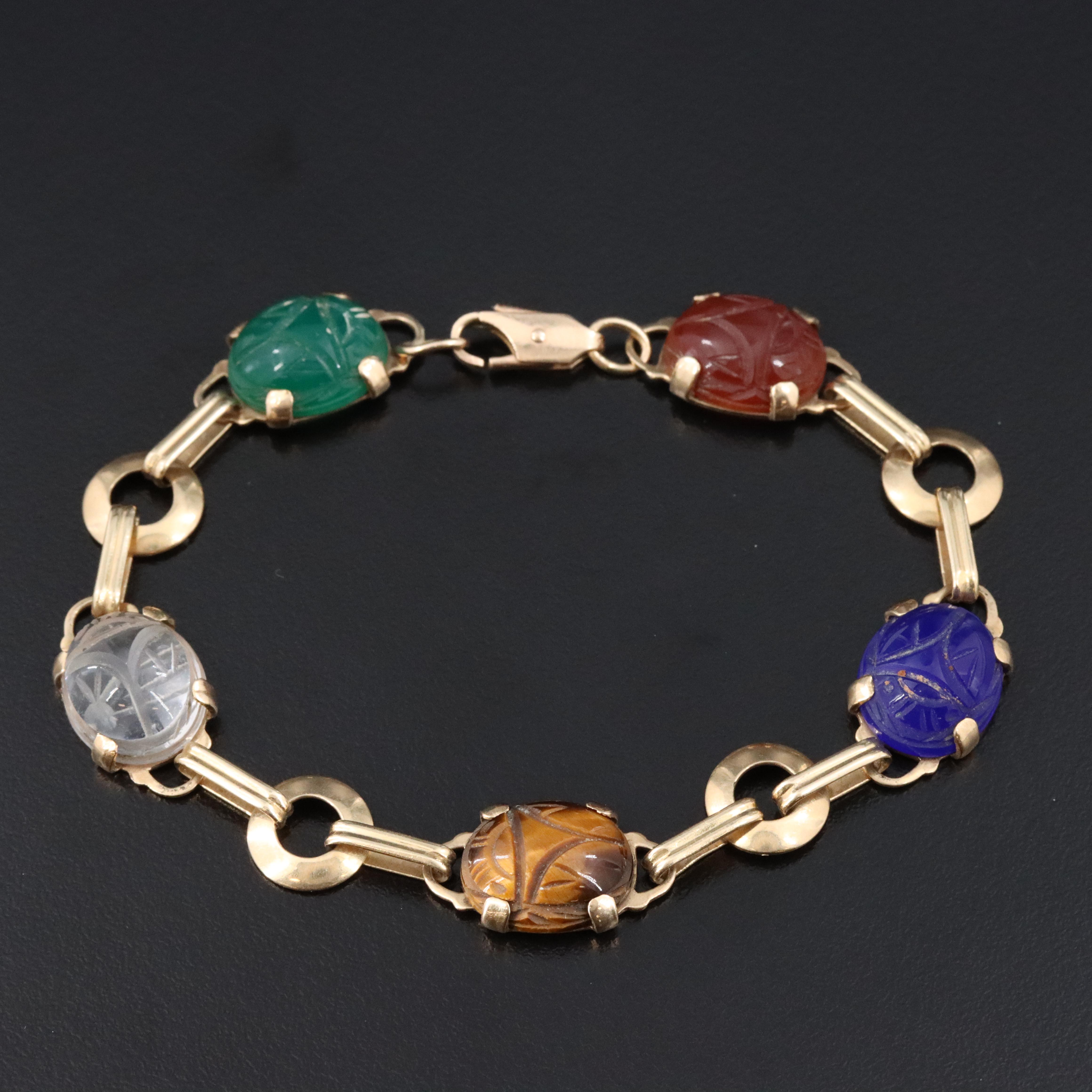 14K Gemstone Scarab Bracelet