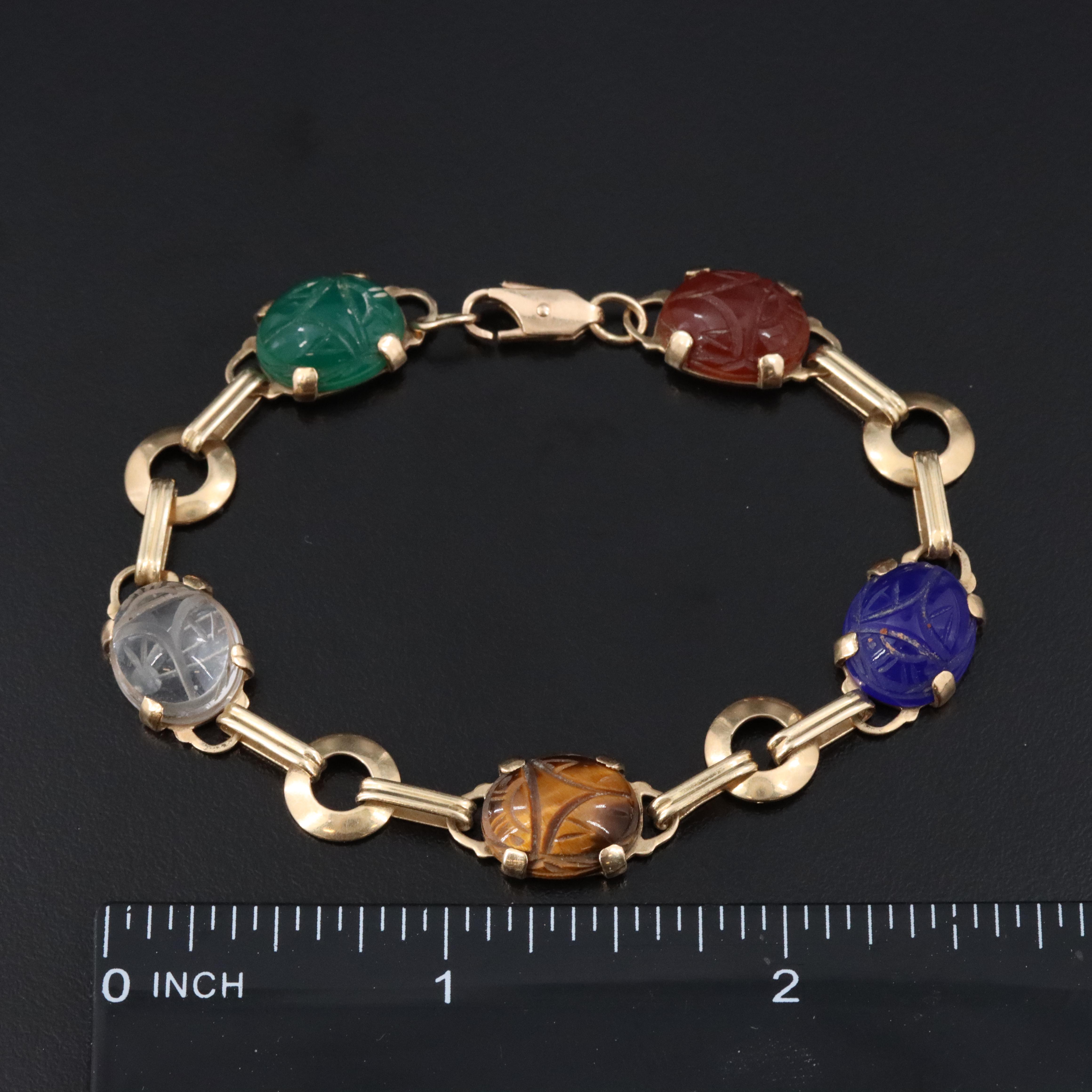 14K Gemstone Scarab Bracelet