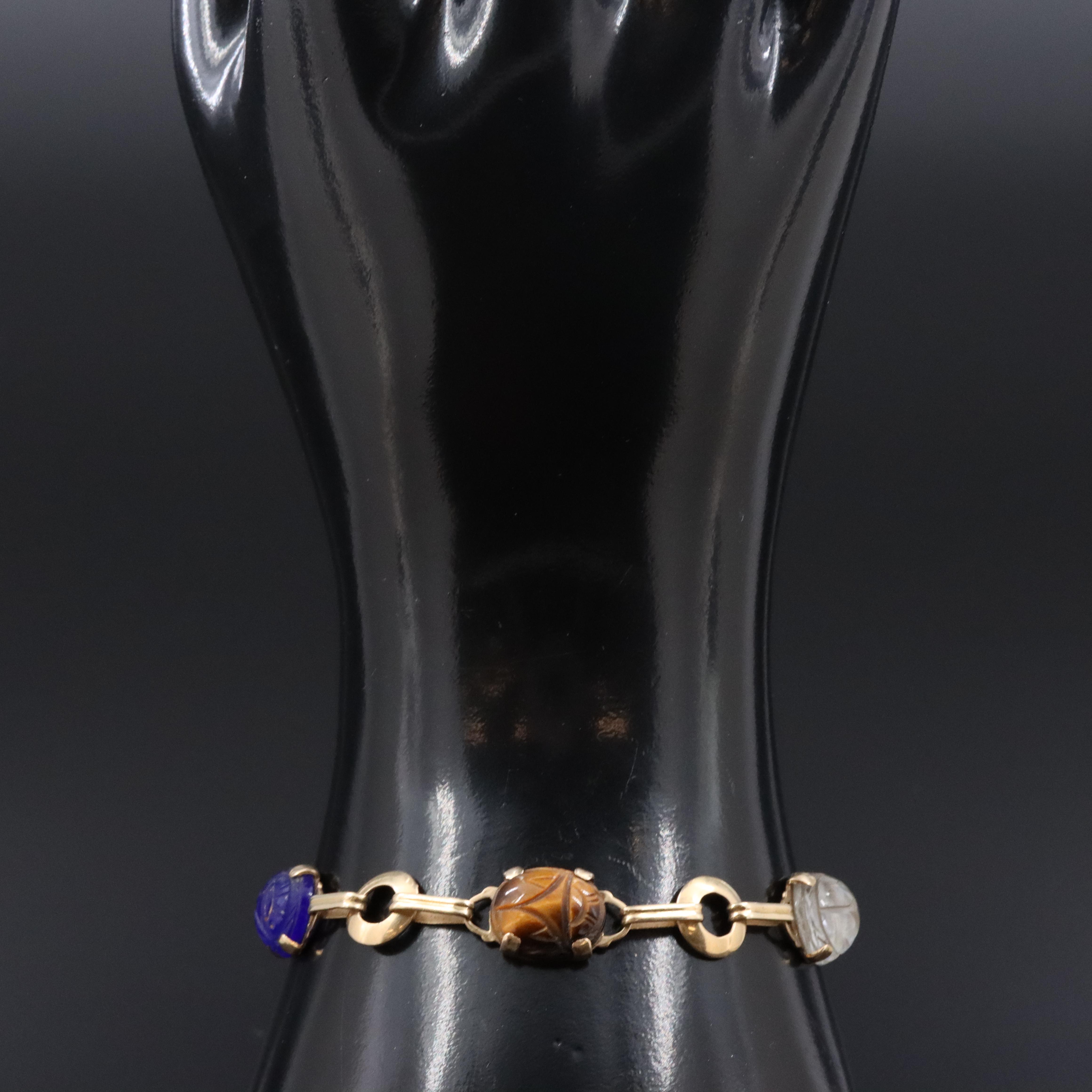 14K Gemstone Scarab Bracelet