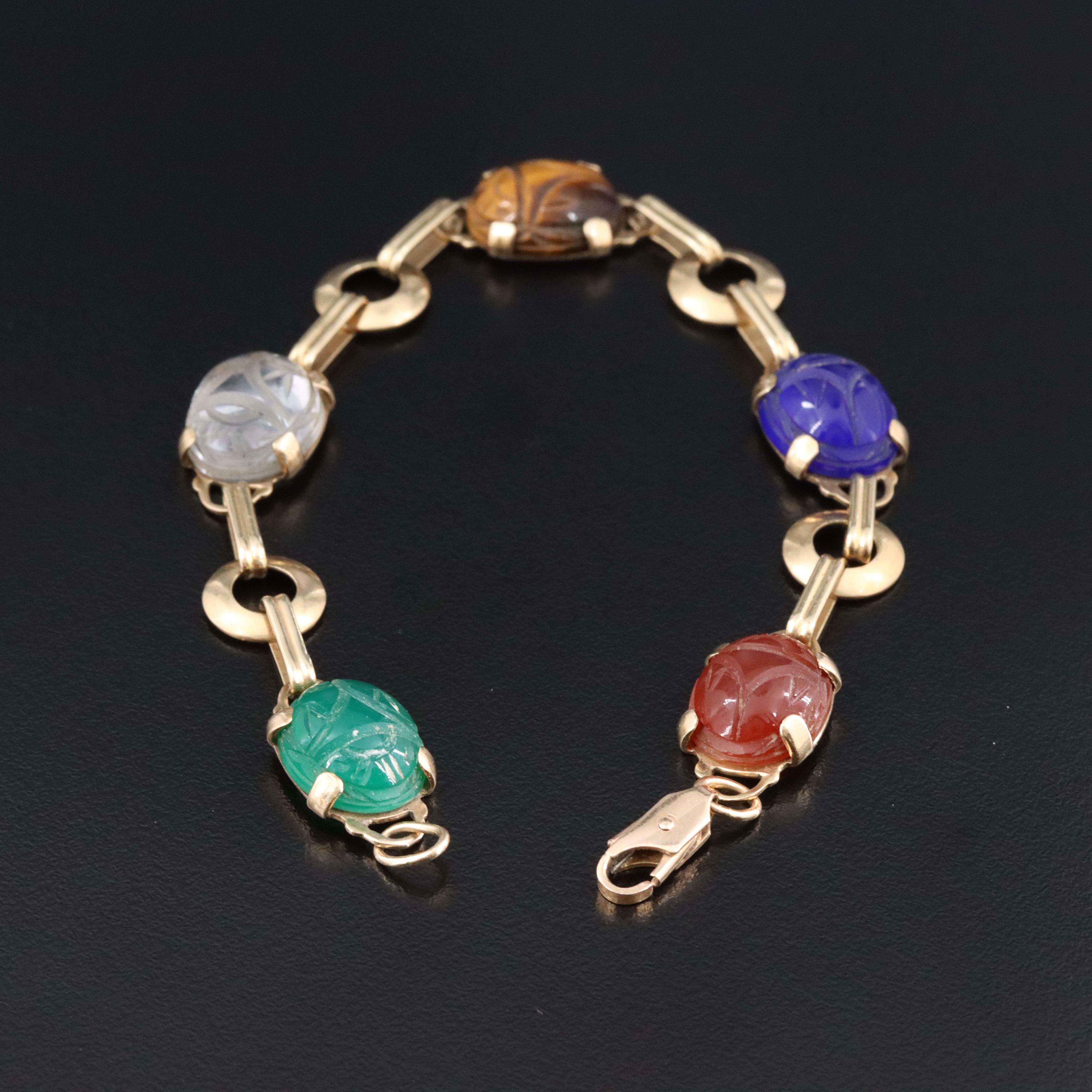 14K Gemstone Scarab Bracelet