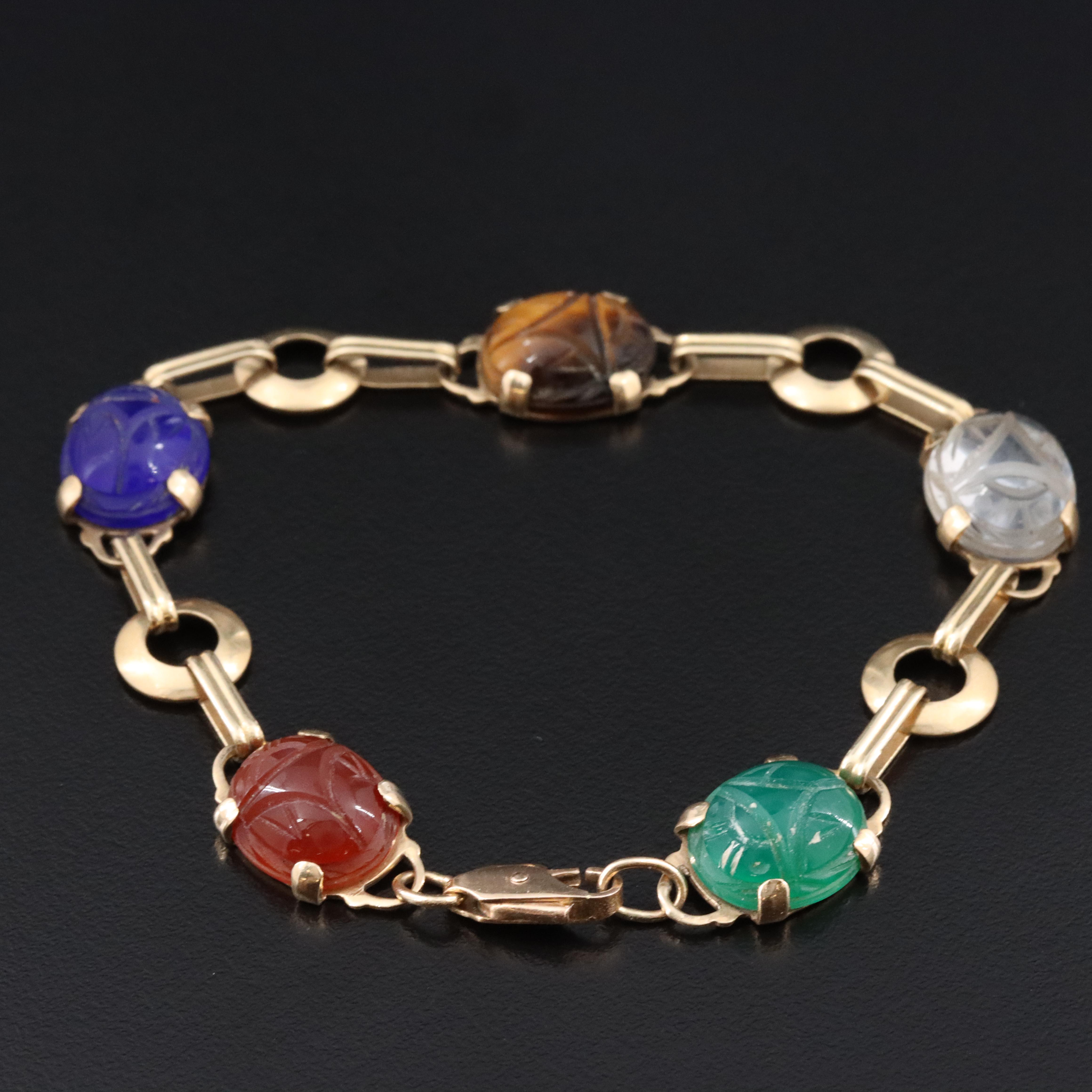 14K Gemstone Scarab Bracelet