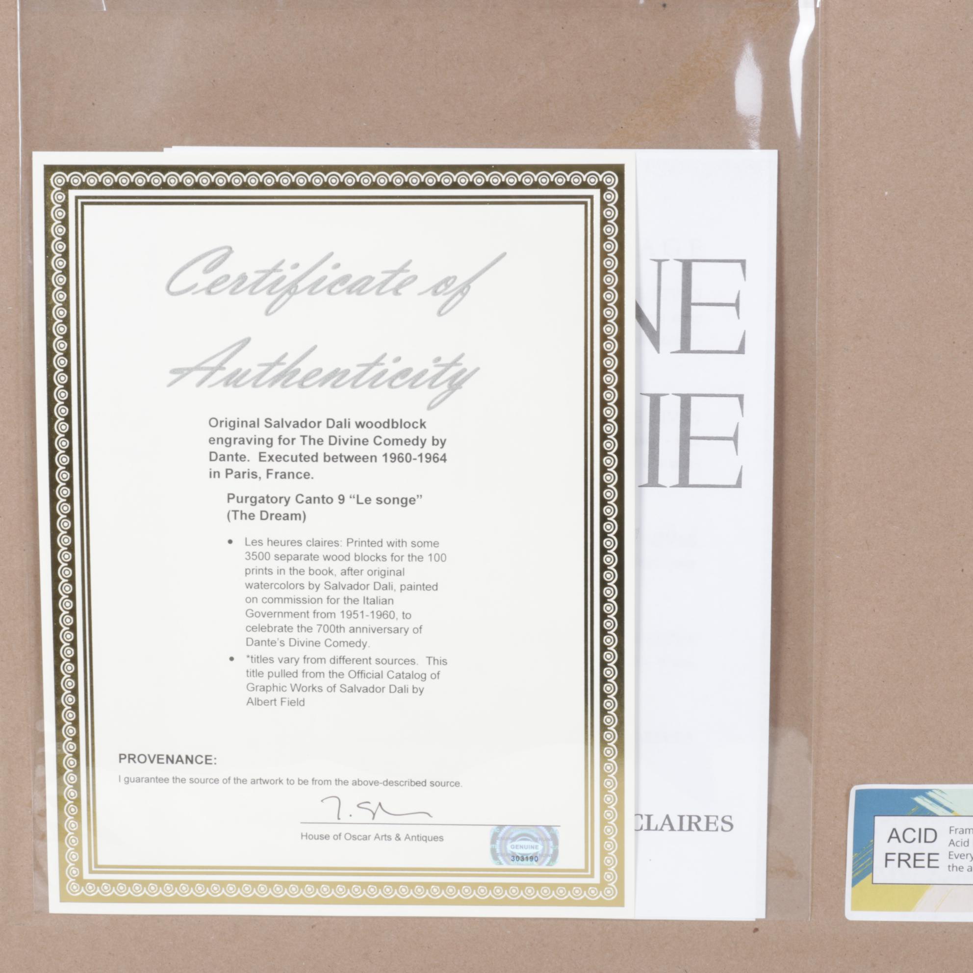 Salvador Dalí Wood Engraving "Le Songe", 1960-1964